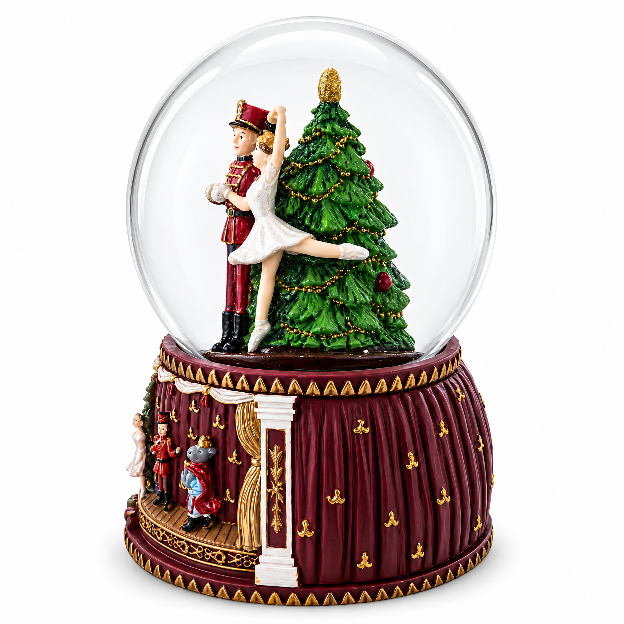 Dancing Nutcracker and Ballerina Musical Water Snow Globe