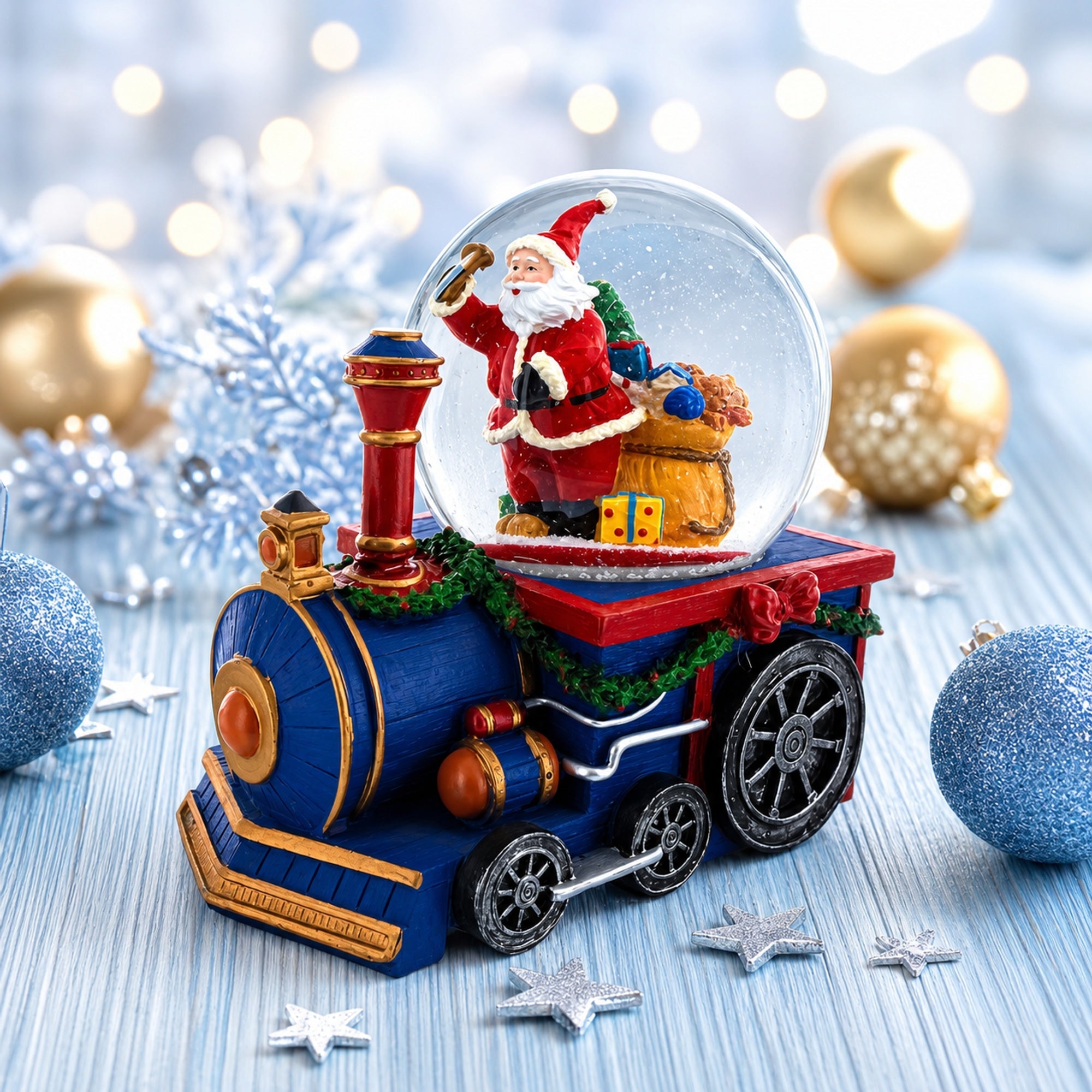 Santa's Train of Gifts Musical Water Snow Globe