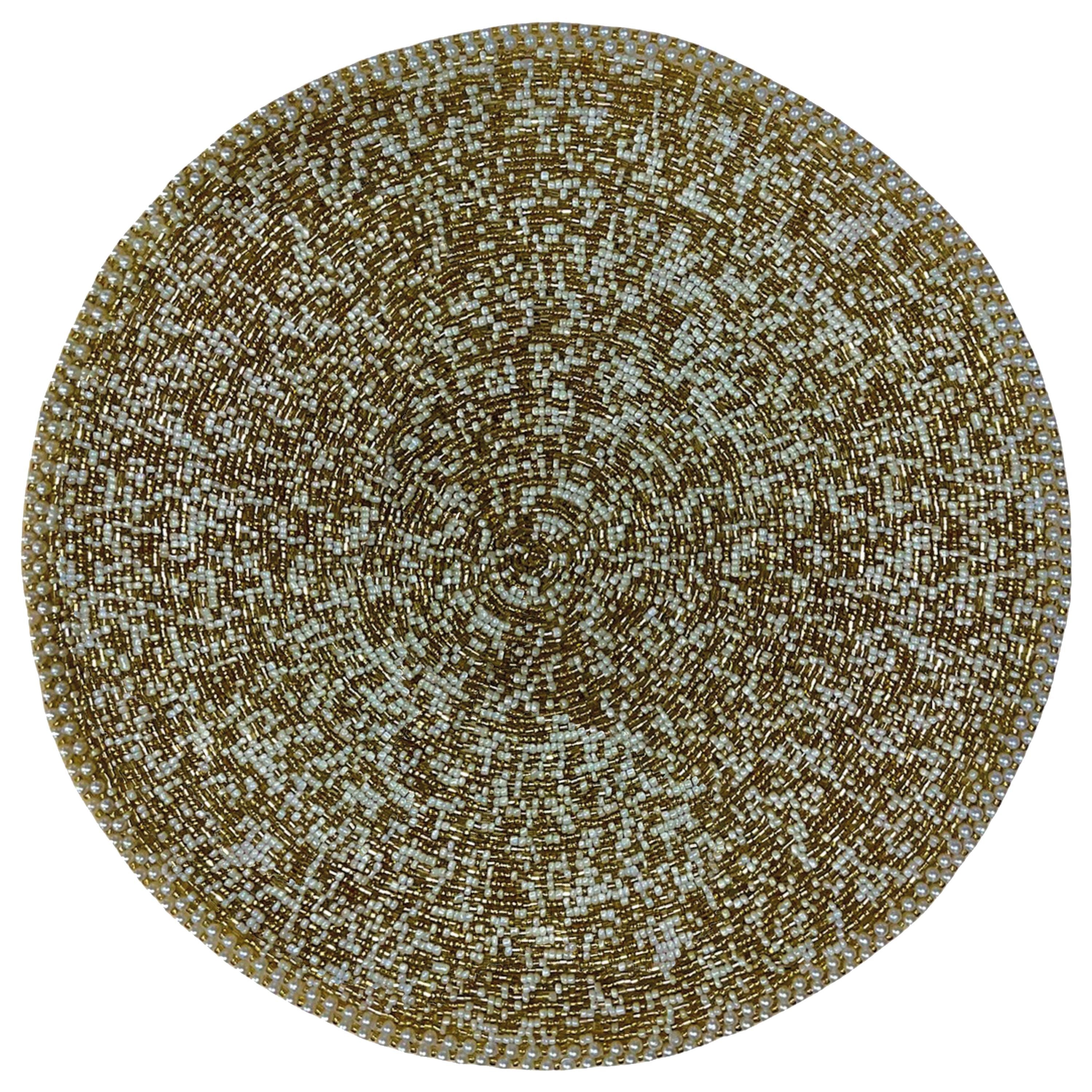 Fortner Grace – Beaded Placemats, The Fortner Collection Elegant Decorative Dining Table Décor 14 inch