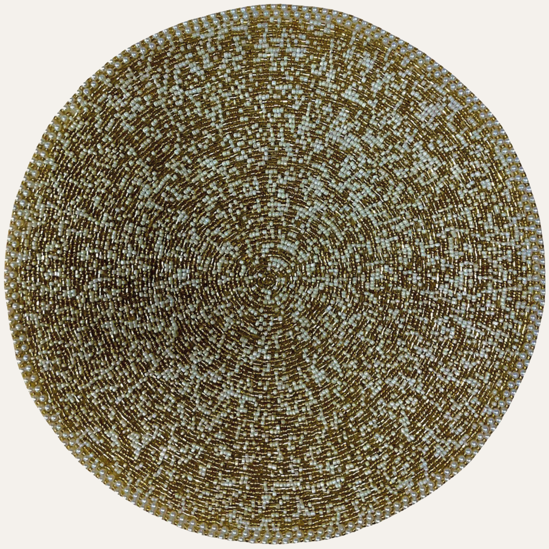 Fortner Grace – Beaded Placemats, The Fortner Collection Elegant Decorative Dining Table Décor 14 inch