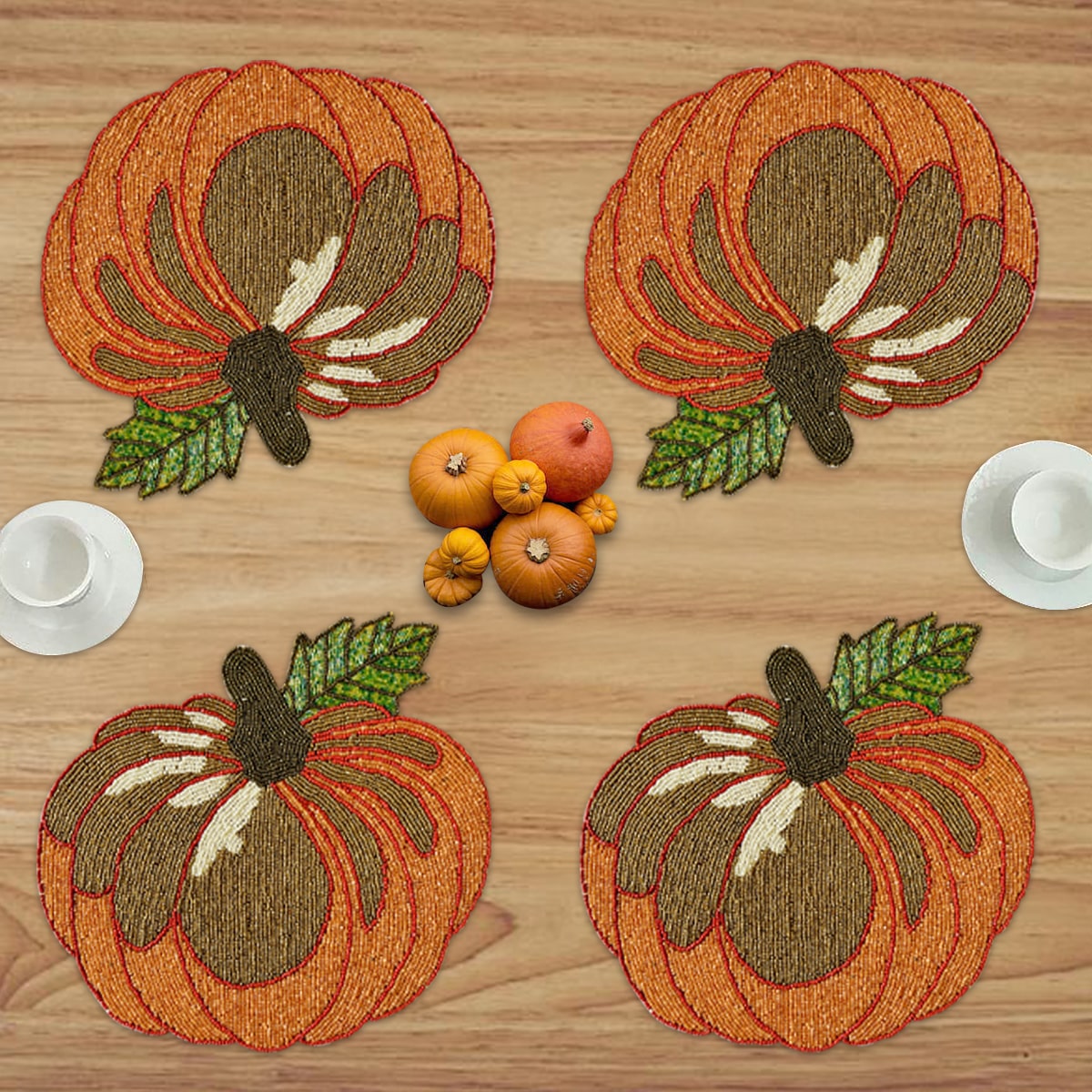Jadon Ember – Beaded Placemats, The Jadon Autumn Collection Artistic Decorative Dining Table Décor