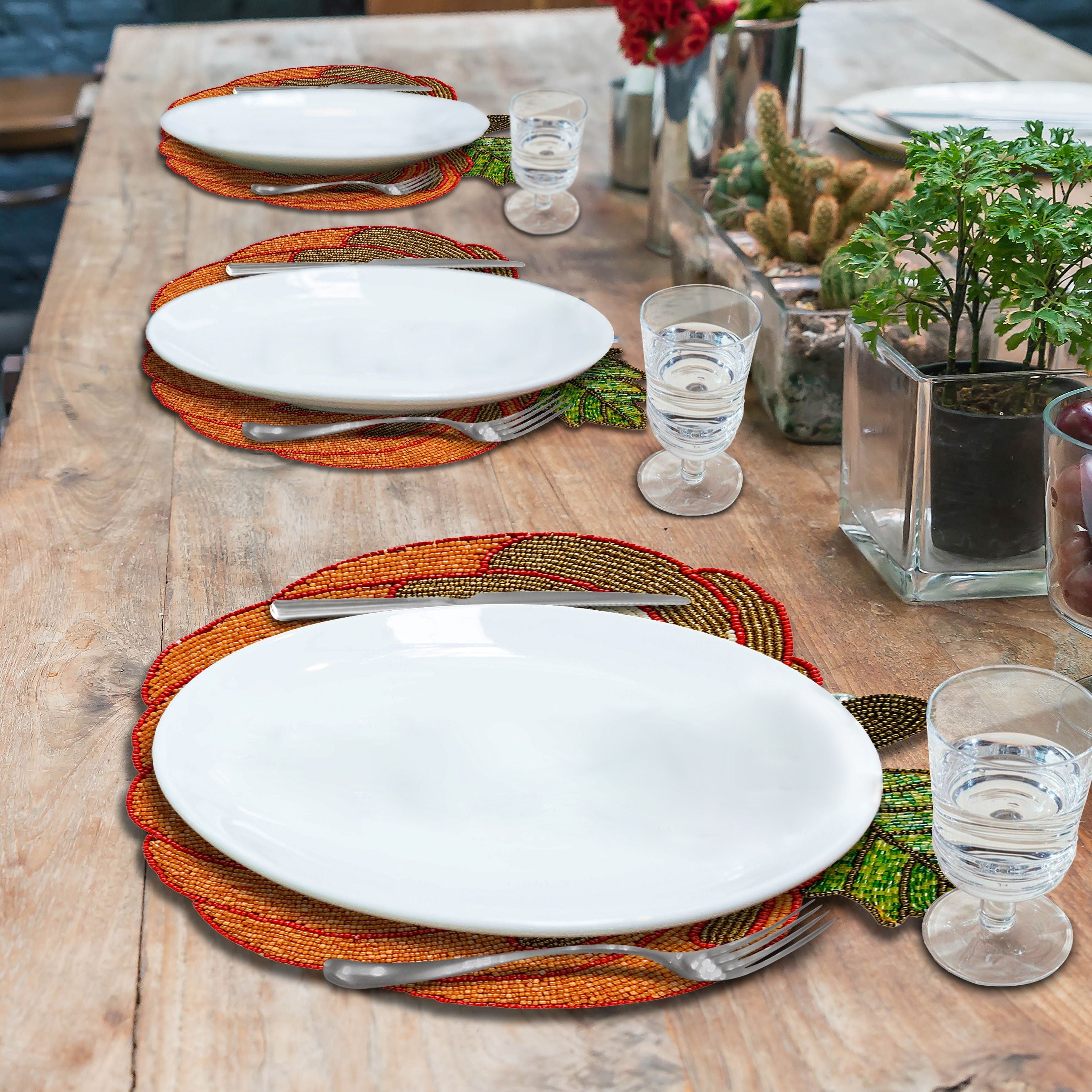 Jadon Ember – Beaded Placemats, The Jadon Autumn Collection Artistic Decorative Dining Table Décor