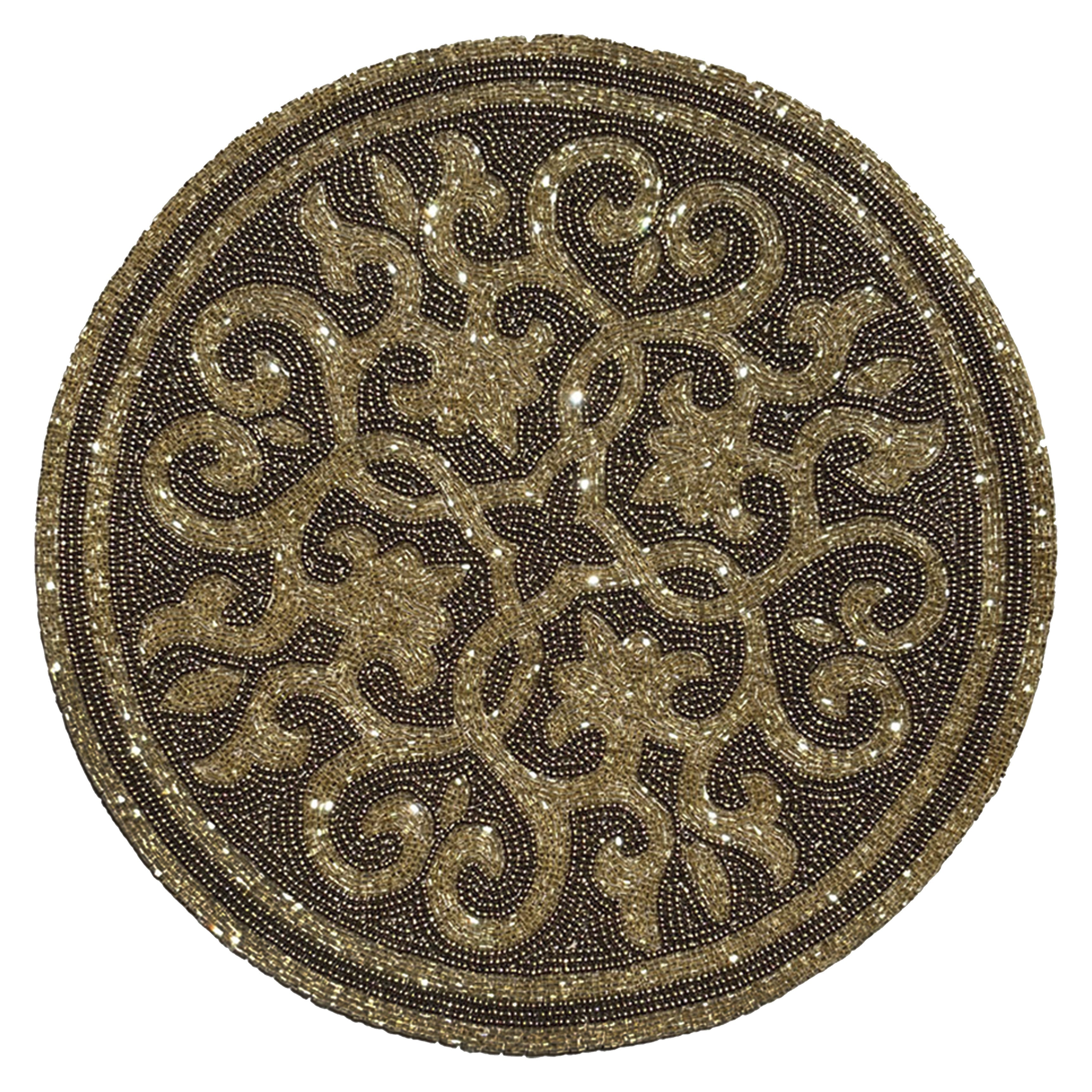Jolin Grace – Beaded Placemats, The Jolin Collection Elegant Decorative Dining Table Décor 14 inch