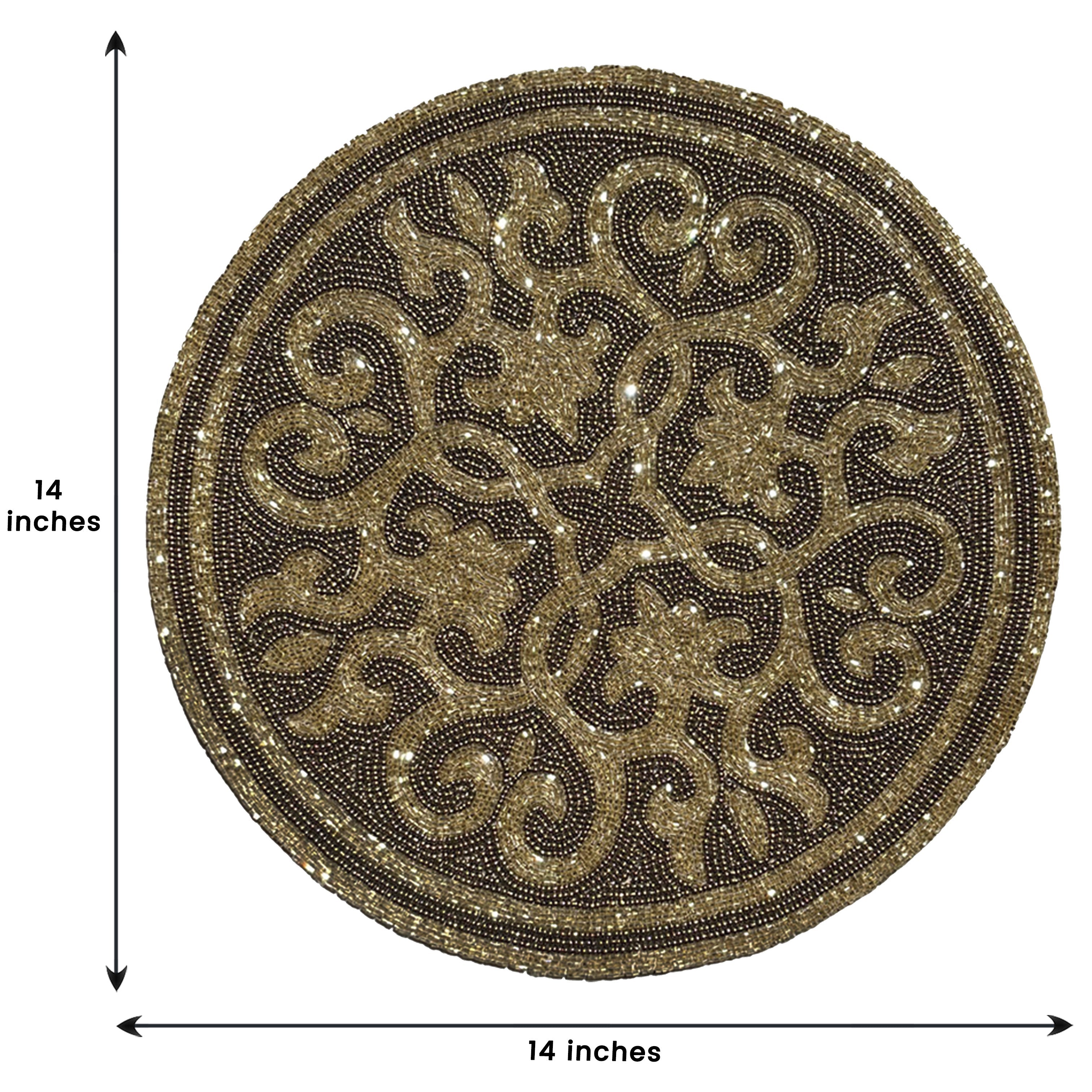 Jolin Grace – Beaded Placemats, The Jolin Collection Elegant Decorative Dining Table Décor 14 inch