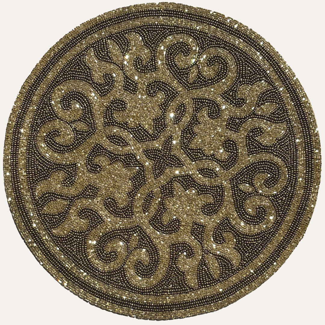 Jolin Grace – Beaded Placemats, The Jolin Collection Elegant Decorative Dining Table Décor 14 inch
