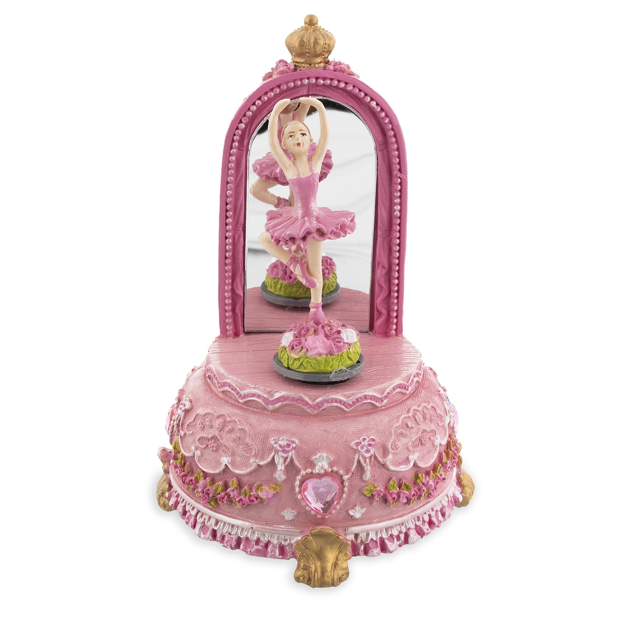 Animated Musical Ballerina Figurine - Rotating Swan Lake Mirror Music Box