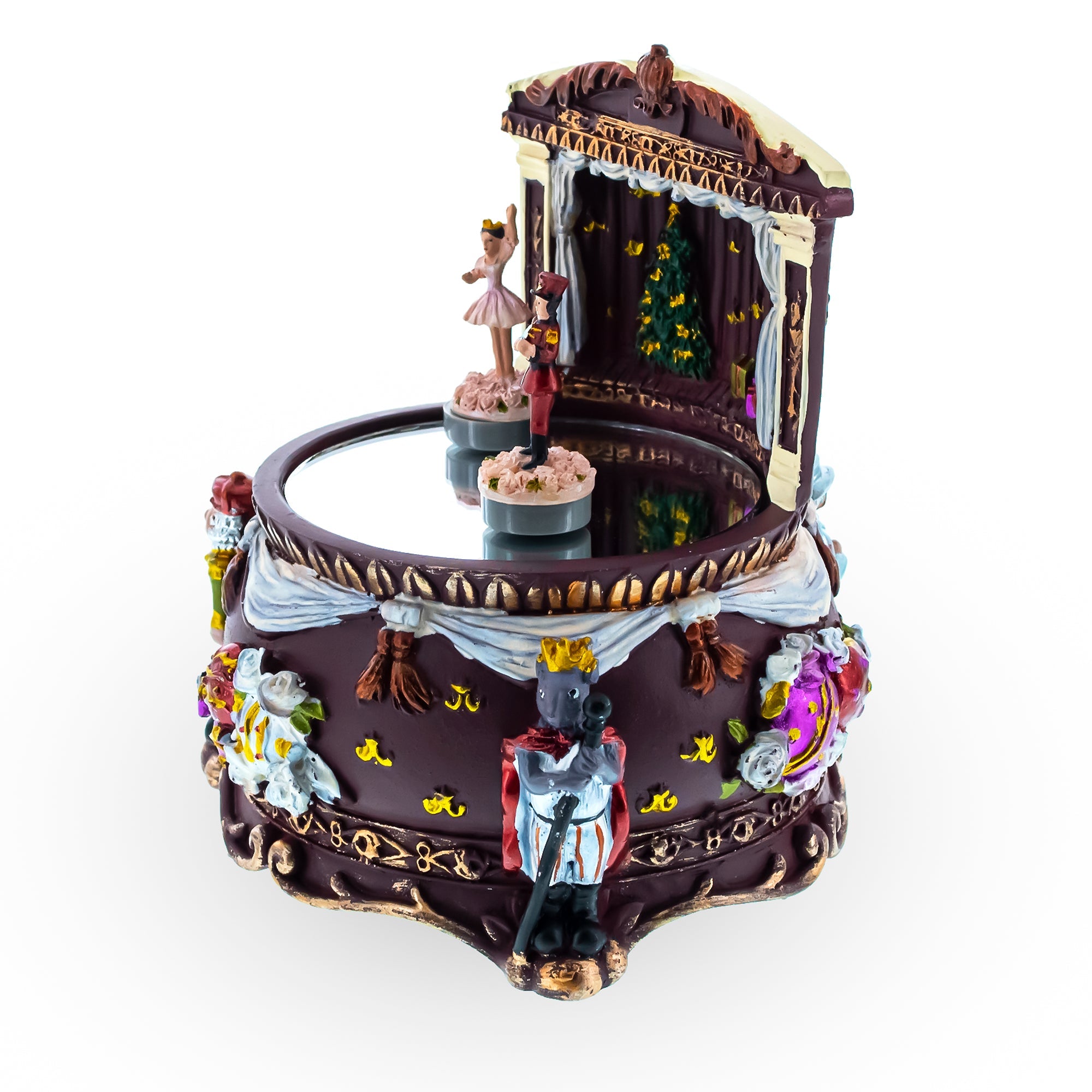 Animated Nutcracker Theatre Figurine - Rotating Ballerina Mirror Music Box