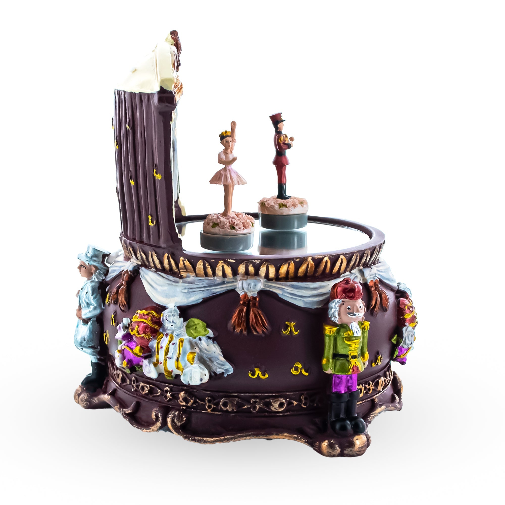 Animated Nutcracker Theatre Figurine - Rotating Ballerina Mirror Music Box