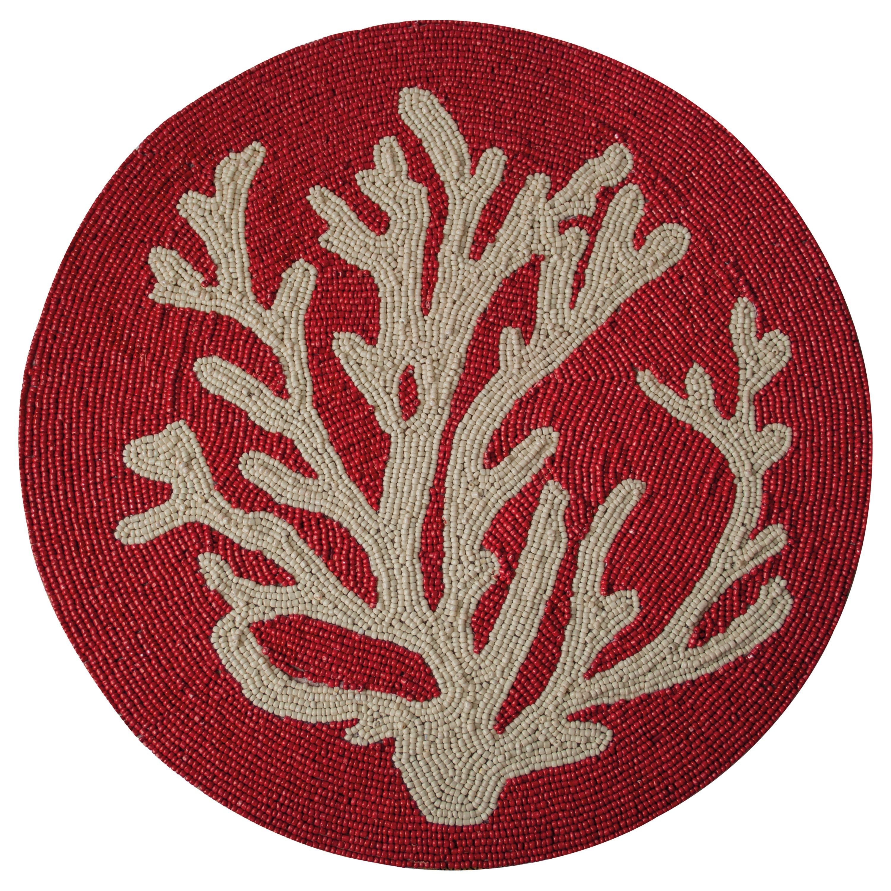 Radiant Charm – Stylish Red Beaded Placemats, Elegant Decorative Dining Table Décor 14 inch
