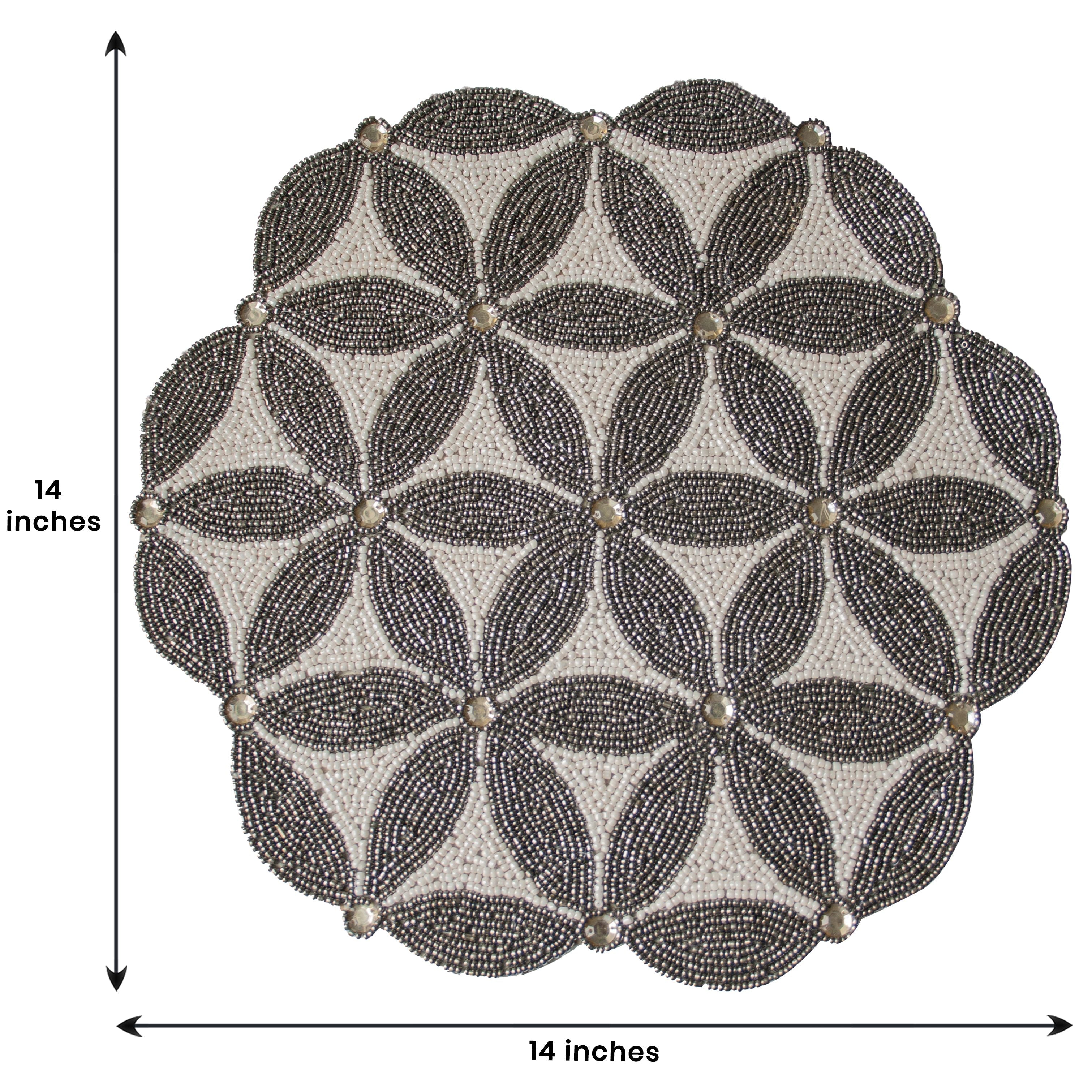 The Naughton Beaded Placemats – Luxurious Decorative Dining Table Décor 14 inch