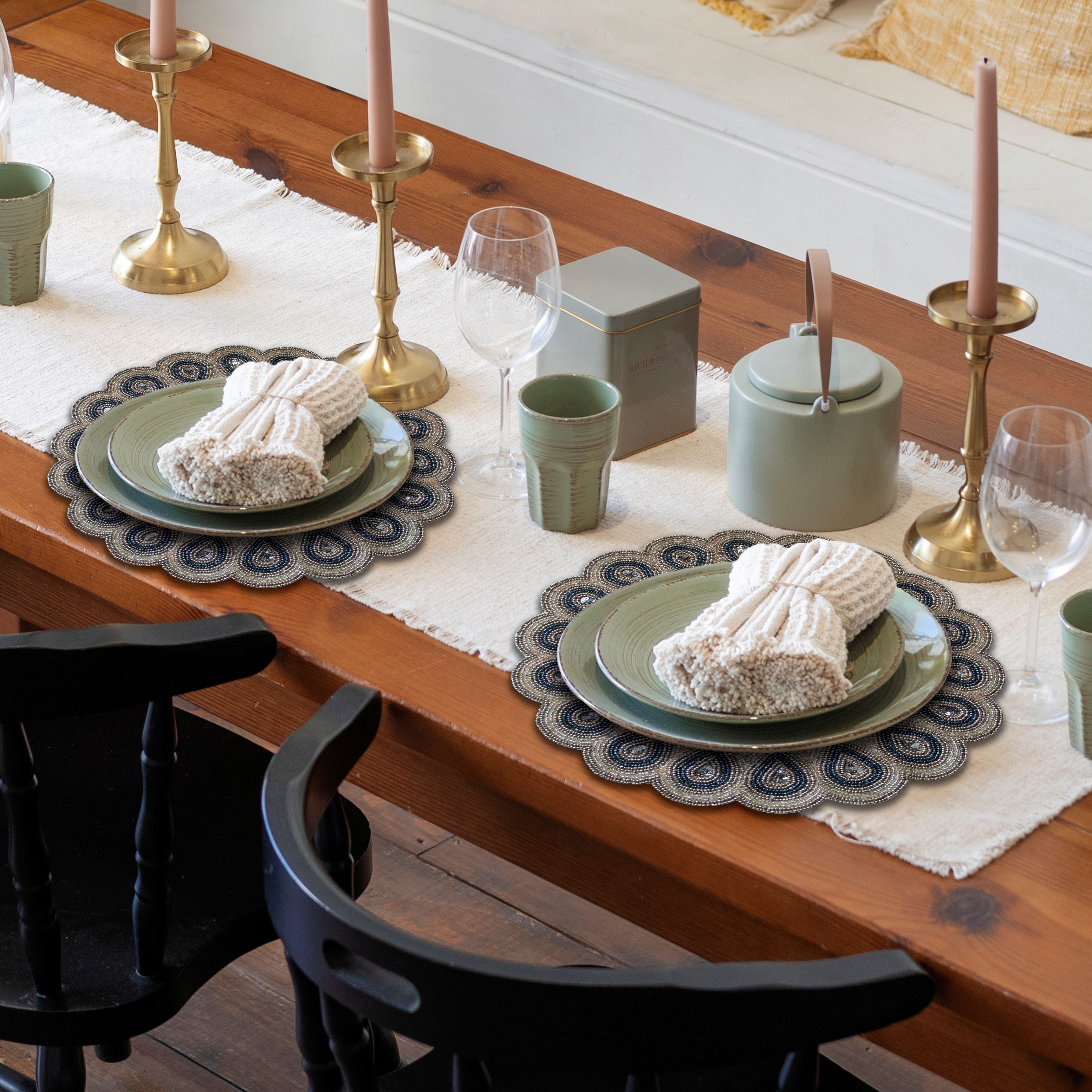 The Dodgens Charger Plates Beaded Placemats