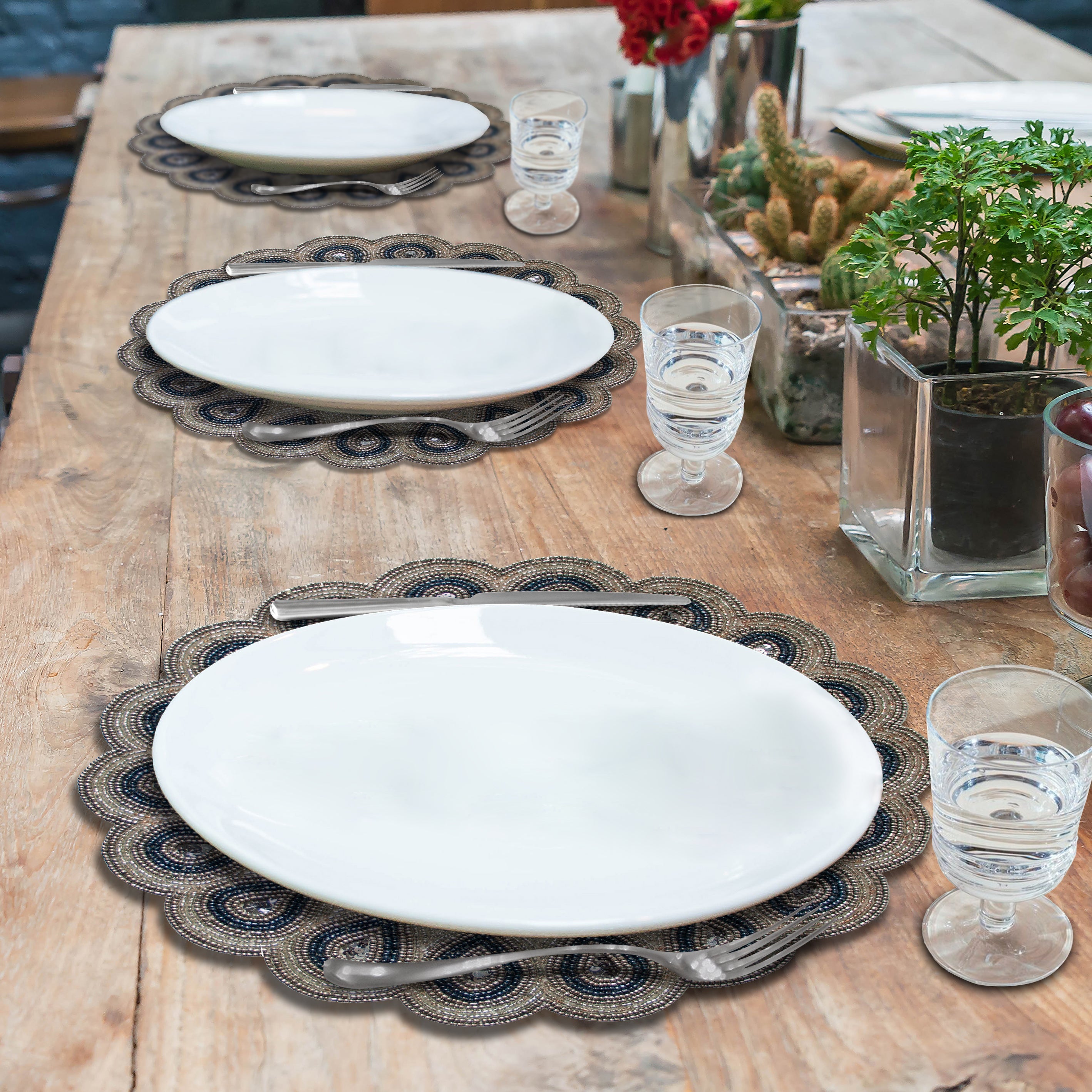 The Dodgens Charger Plates Beaded Placemats