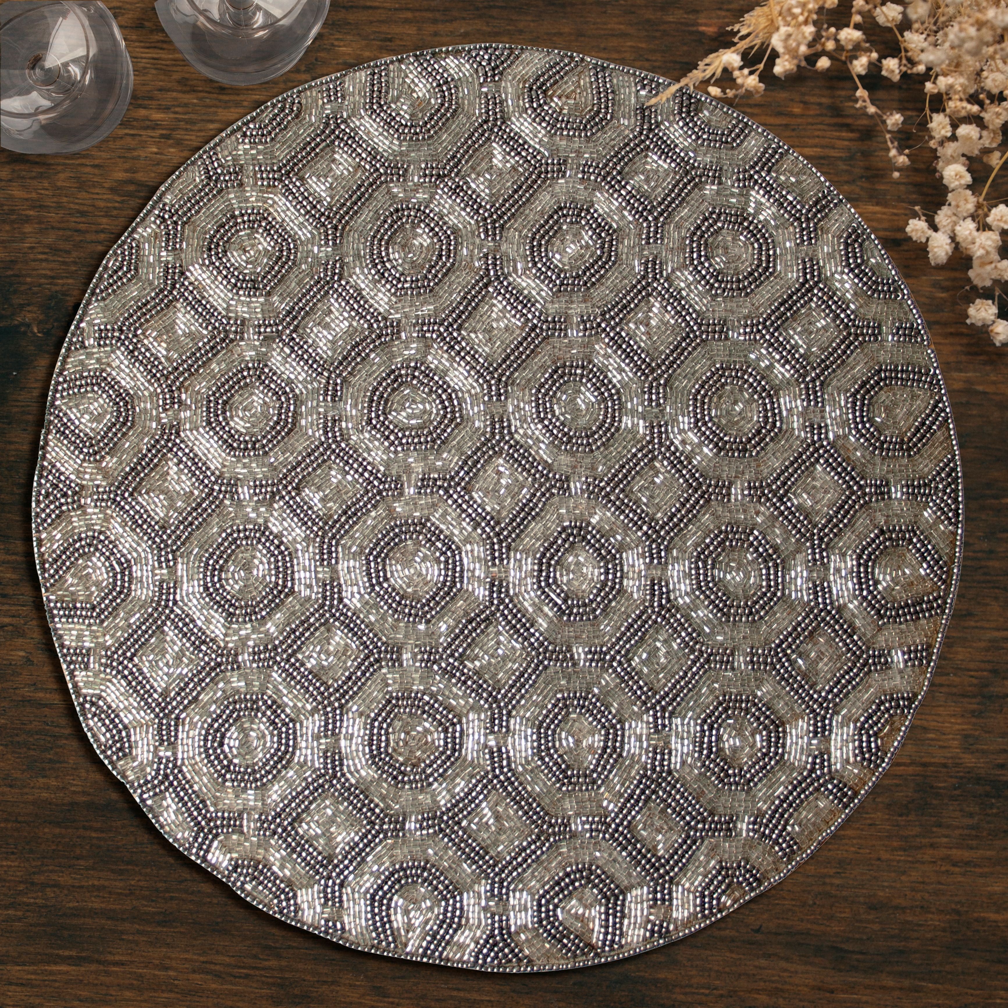Steinbach Grace Beaded Placemats - Decorative Dining Table Décor 14 inch
