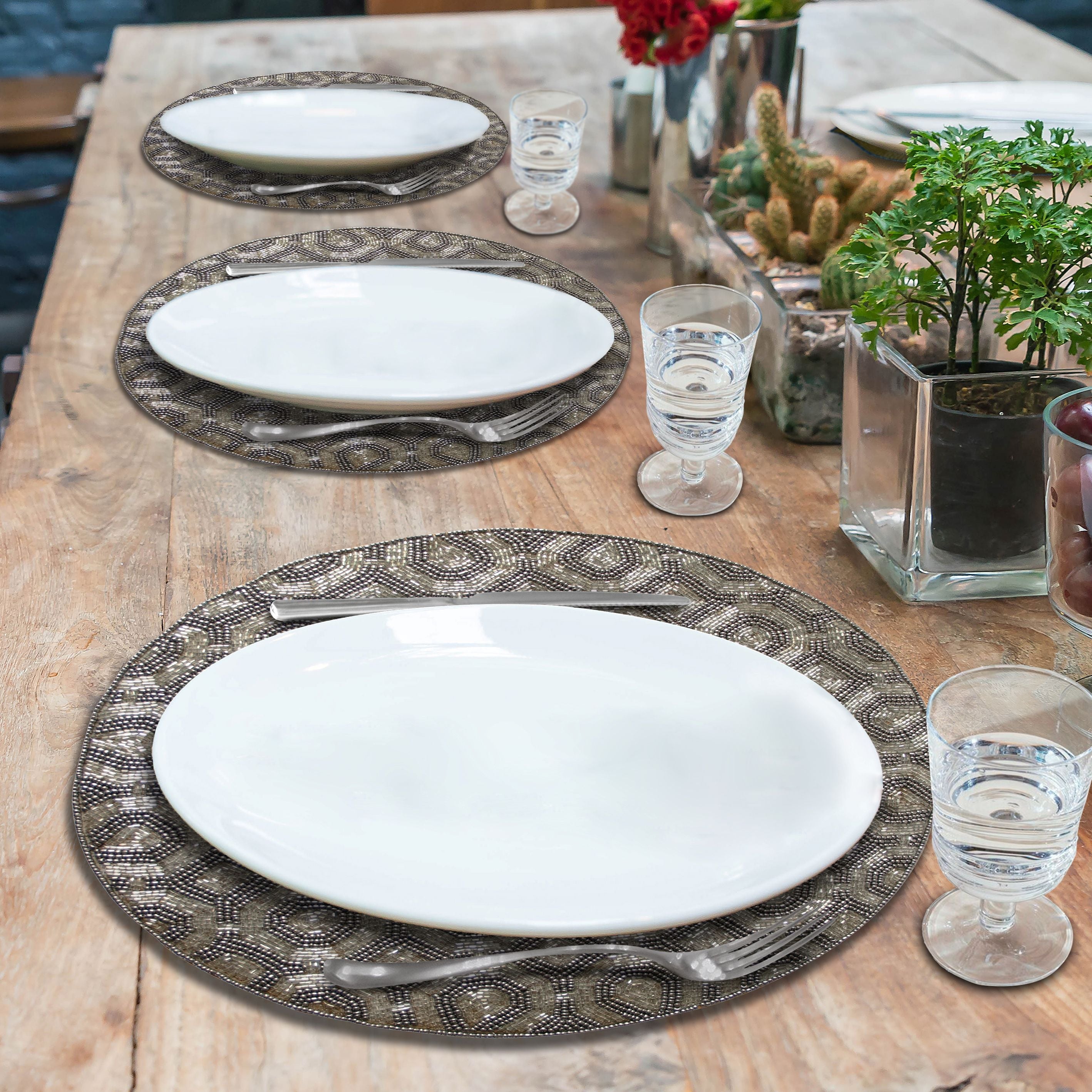 Steinbach Grace Beaded Placemats - Decorative Dining Table Décor 14 inch