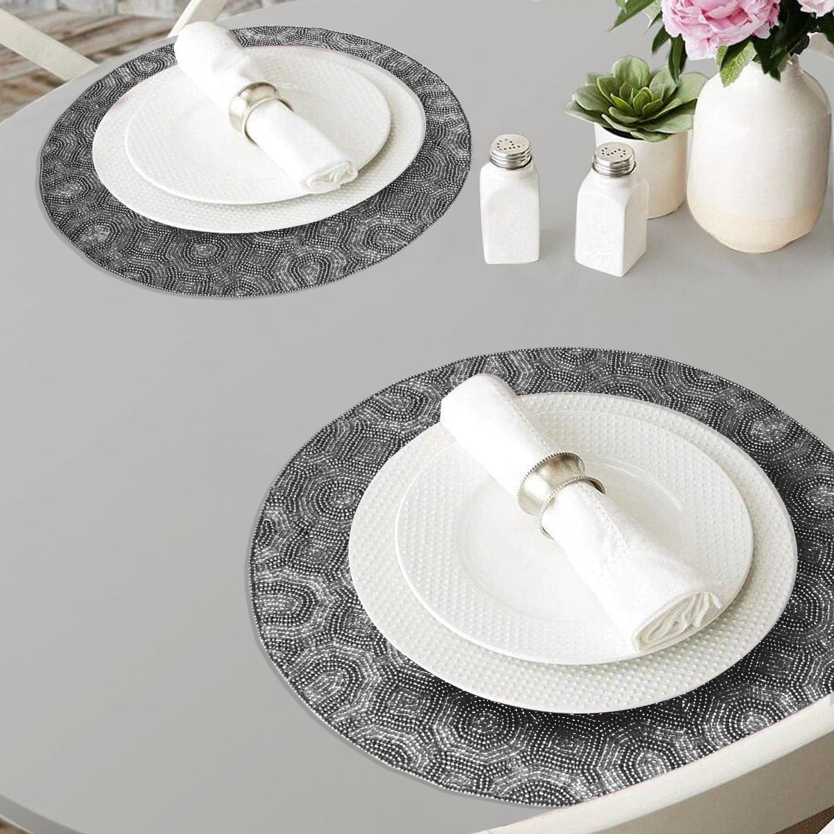 Adella Bloom Beaded Placemats - Decorative Dining Table Décor 14 inch