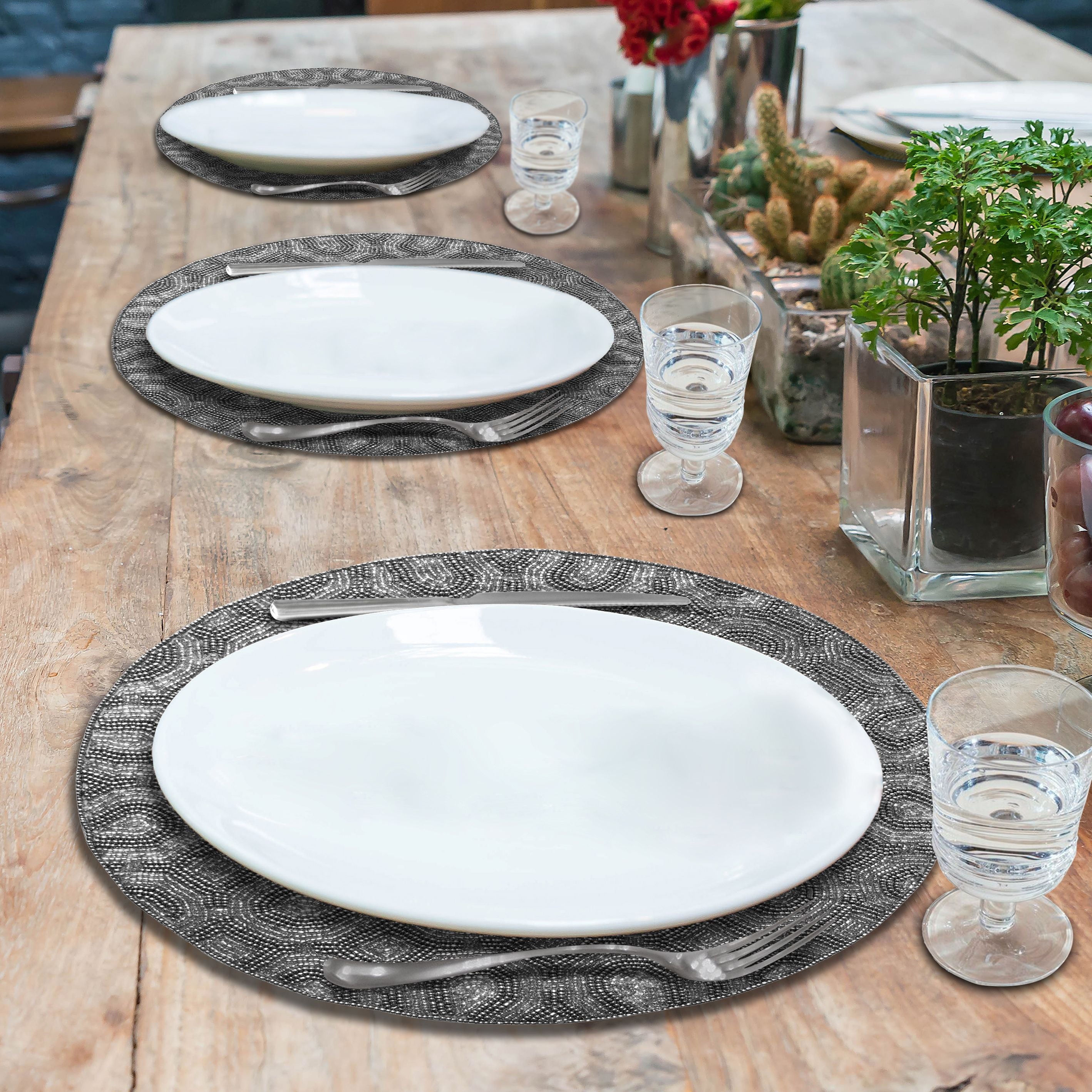 Adella Bloom Beaded Placemats - Decorative Dining Table Décor 14 inch