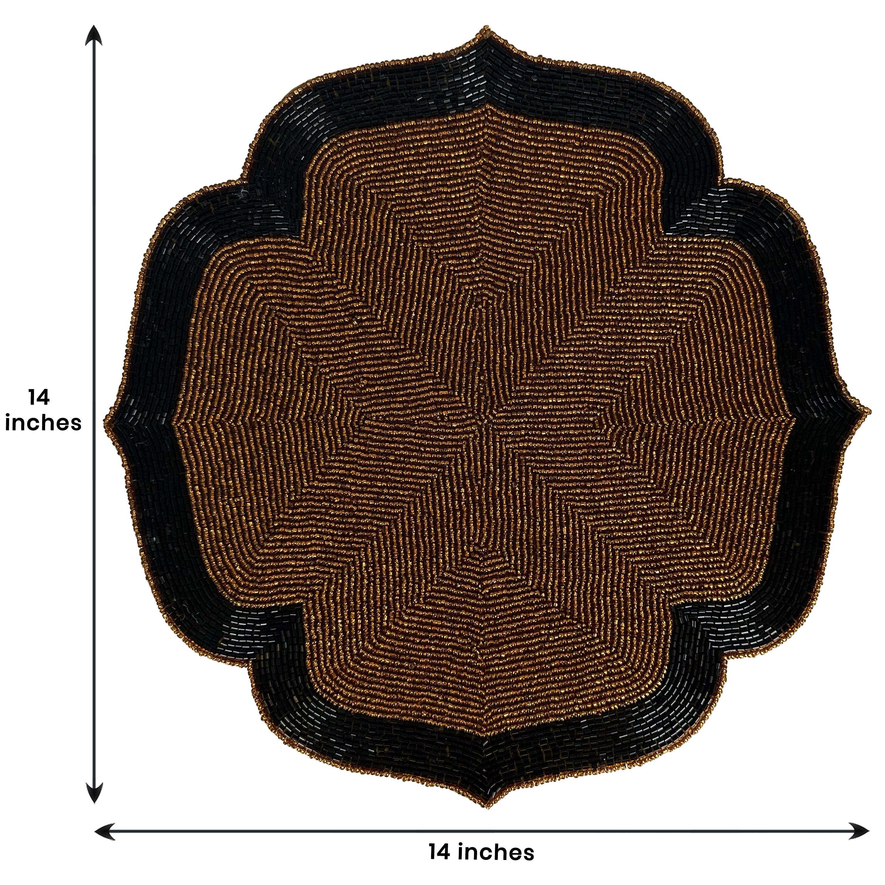Chestnut Shadow – Beaded Placemats in Dark Brown and Black Artistic Heat-Resistant Dining Table Décor 14 inch