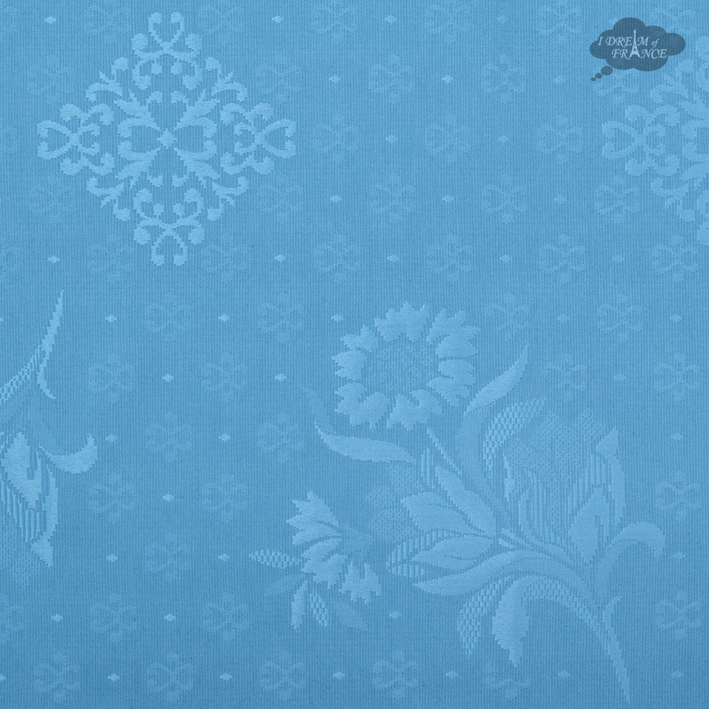 62x124" Rectangular Moustiers Blue Matelassé Tablecloth by Tissus Toselli