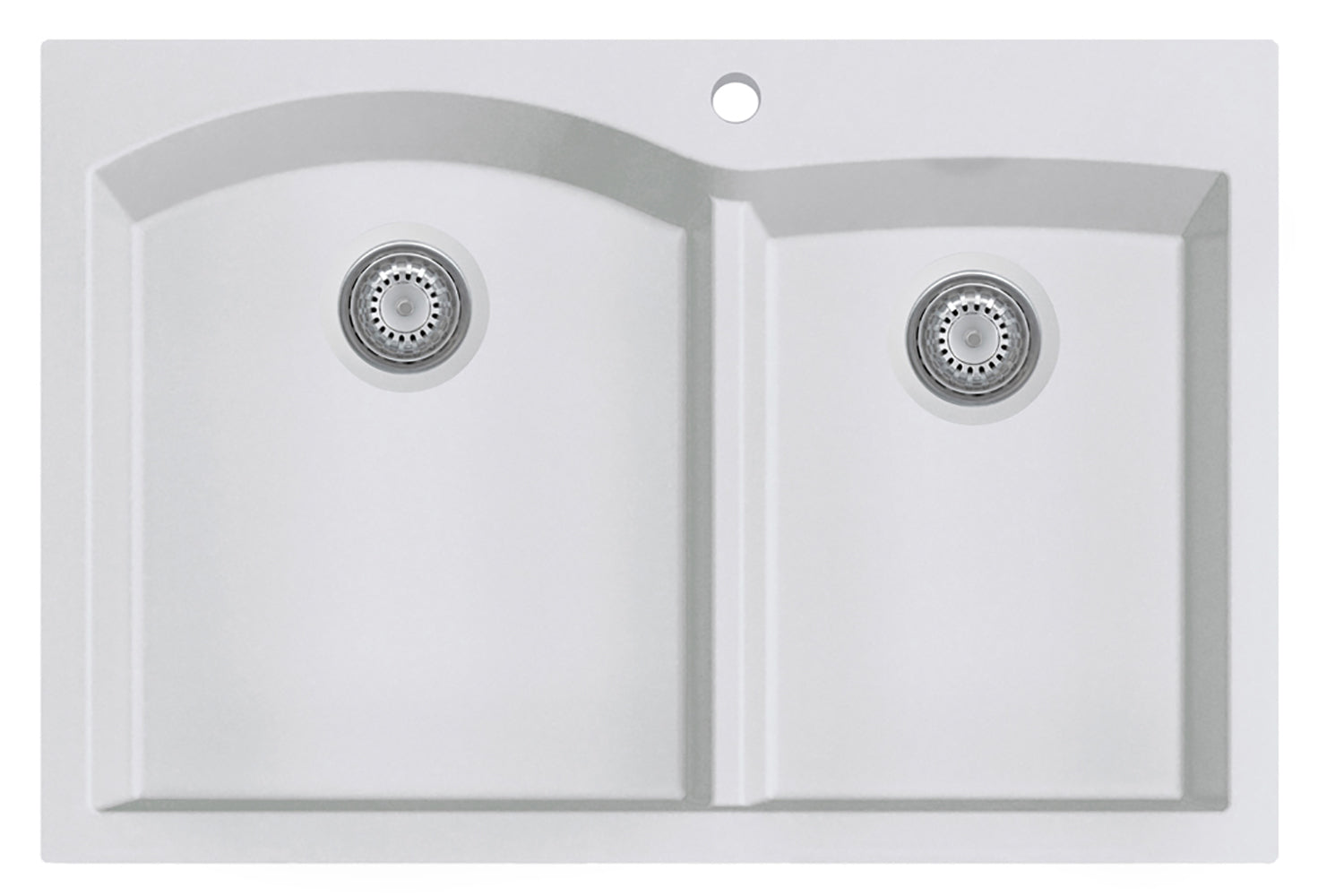 ALFI brand AB3320DI-W White 33'' Double Bowl Drop In Granite Composite Kitchen Sink
