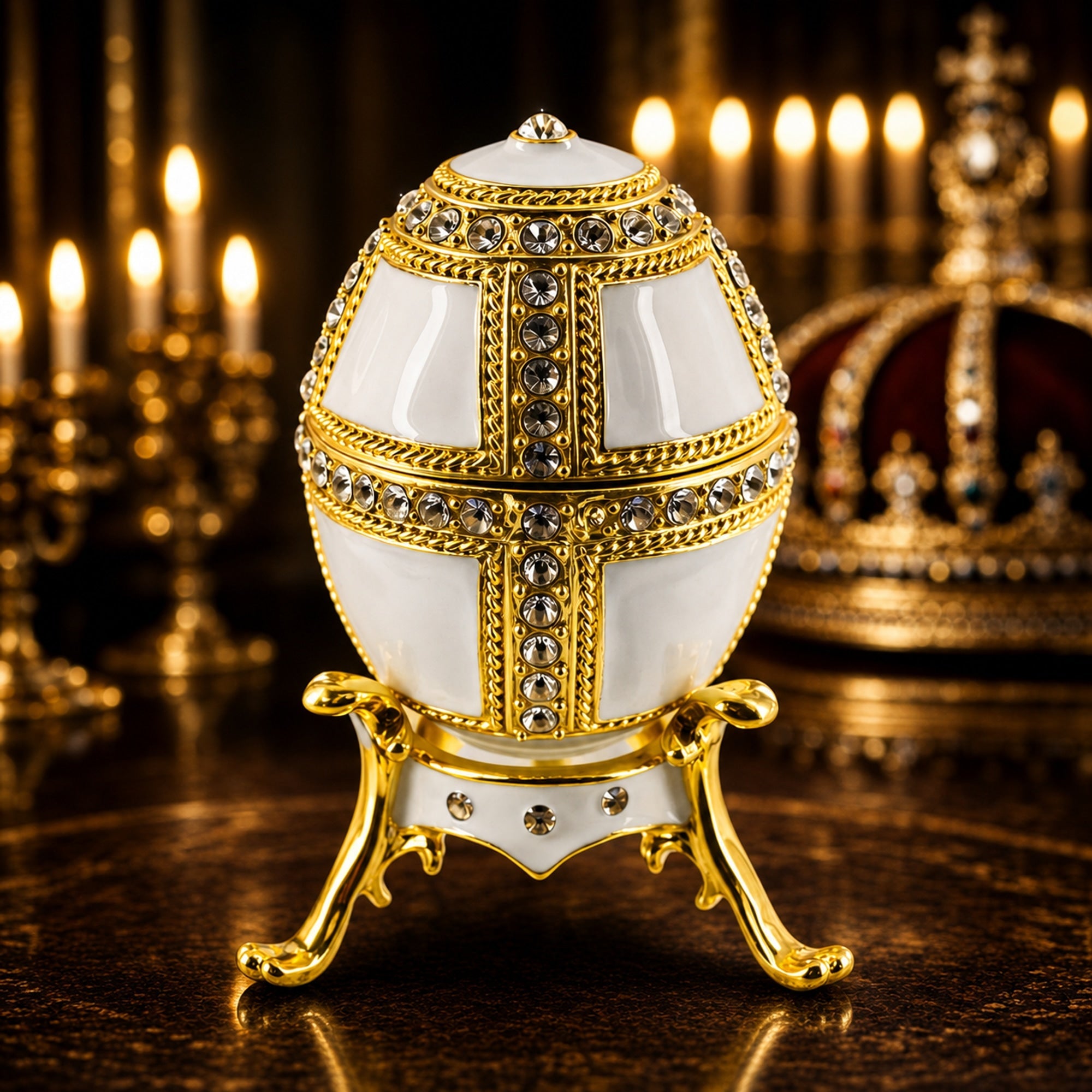 1890 Danish Palaces Royal Imperial Easter Egg in White