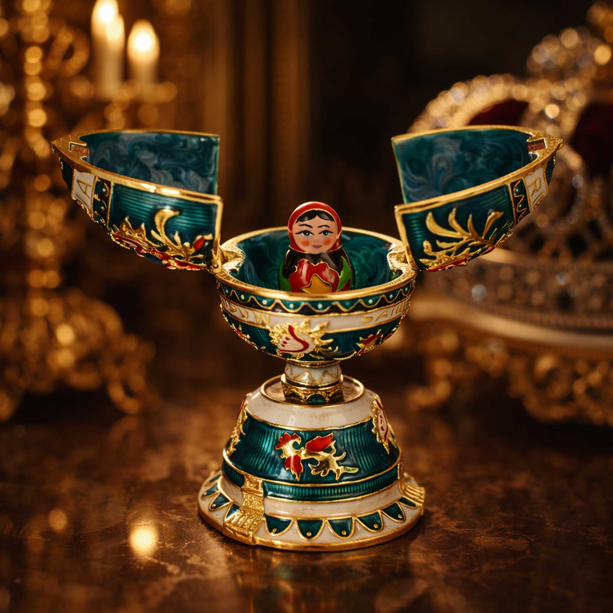 Enameled Nesting Doll Easter Egg Figurine