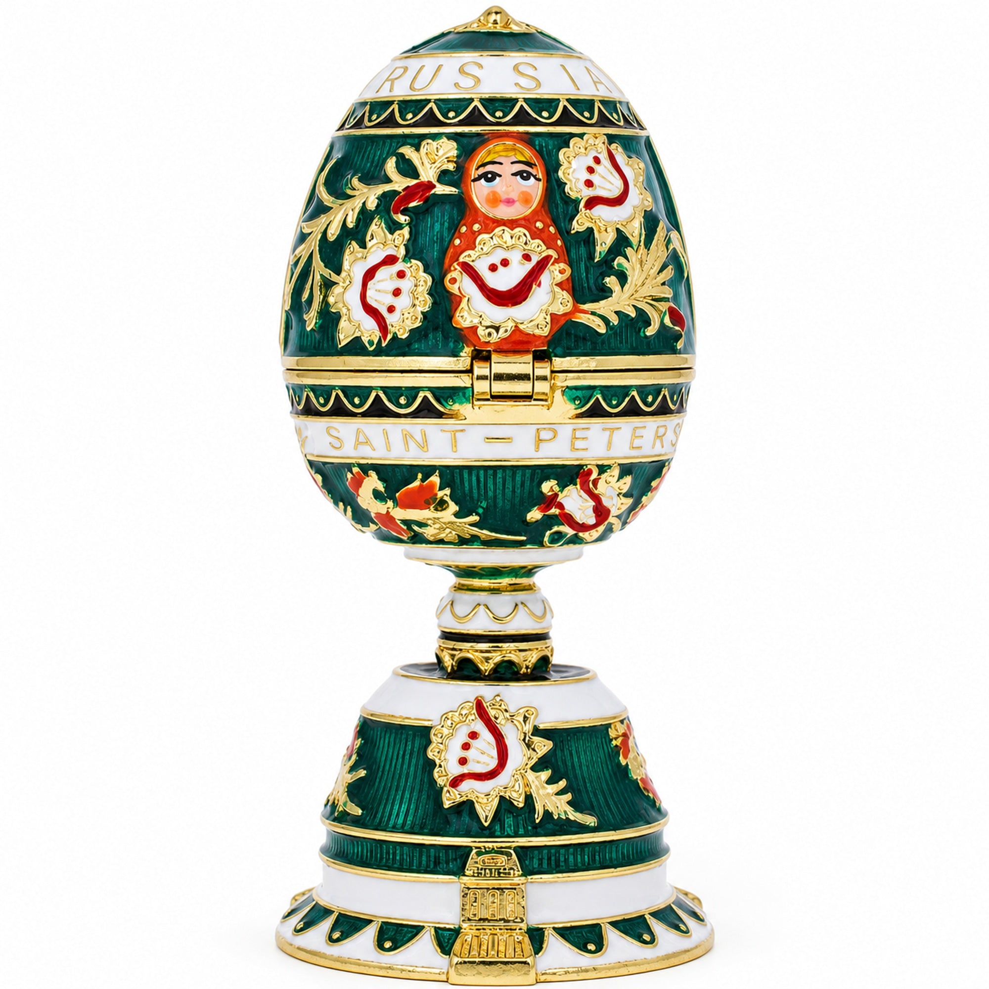 Enameled Nesting Doll Easter Egg Figurine