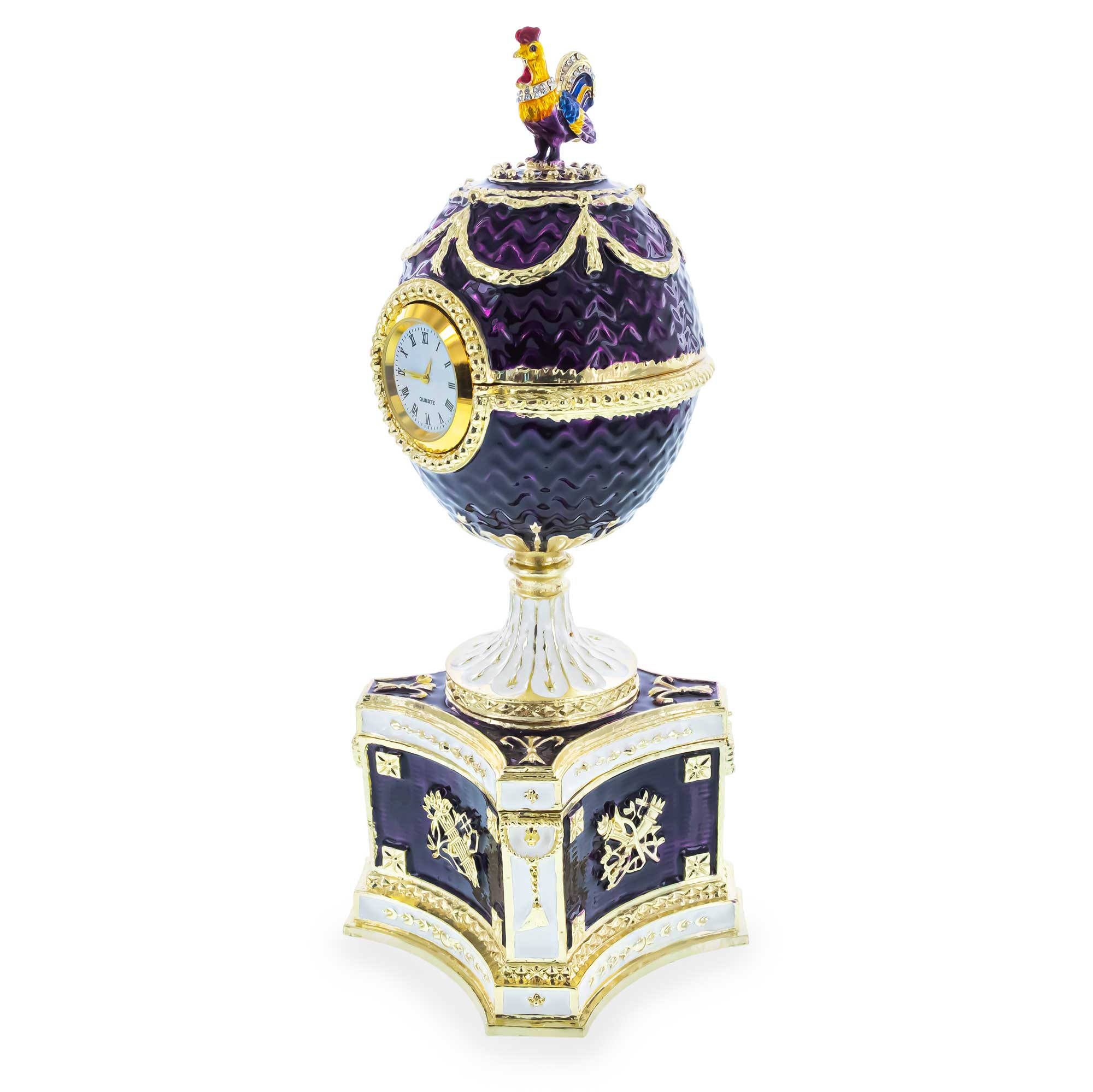 1904 Kelch Chanticleer Royal Imperial Musical Easter Egg in Purple Enamel