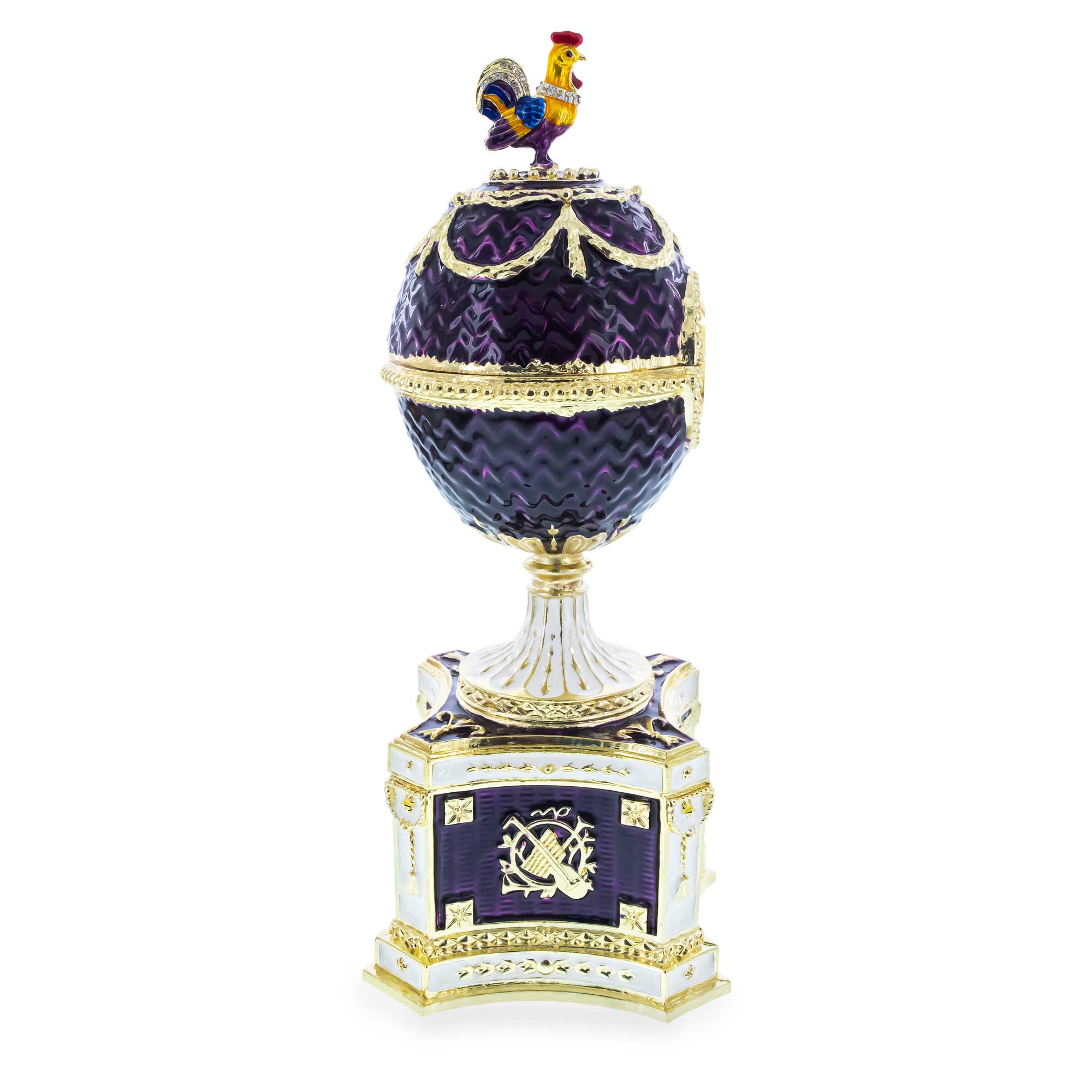 1904 Kelch Chanticleer Royal Imperial Musical Easter Egg in Purple Enamel