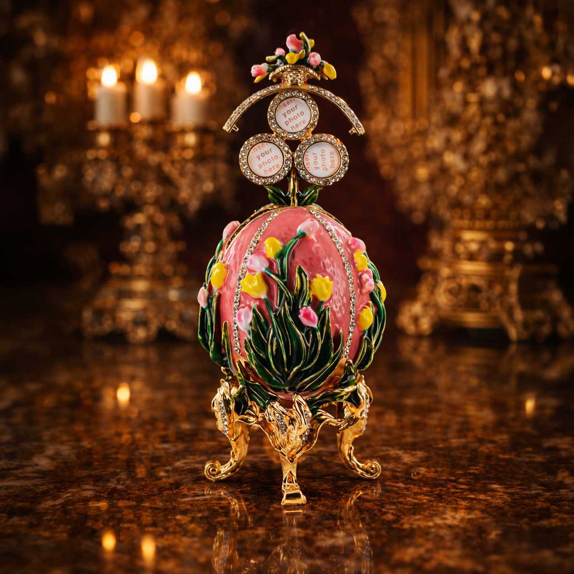 1898 Lilies of the Valley Royal Imperial Metal Easter Egg in Pink