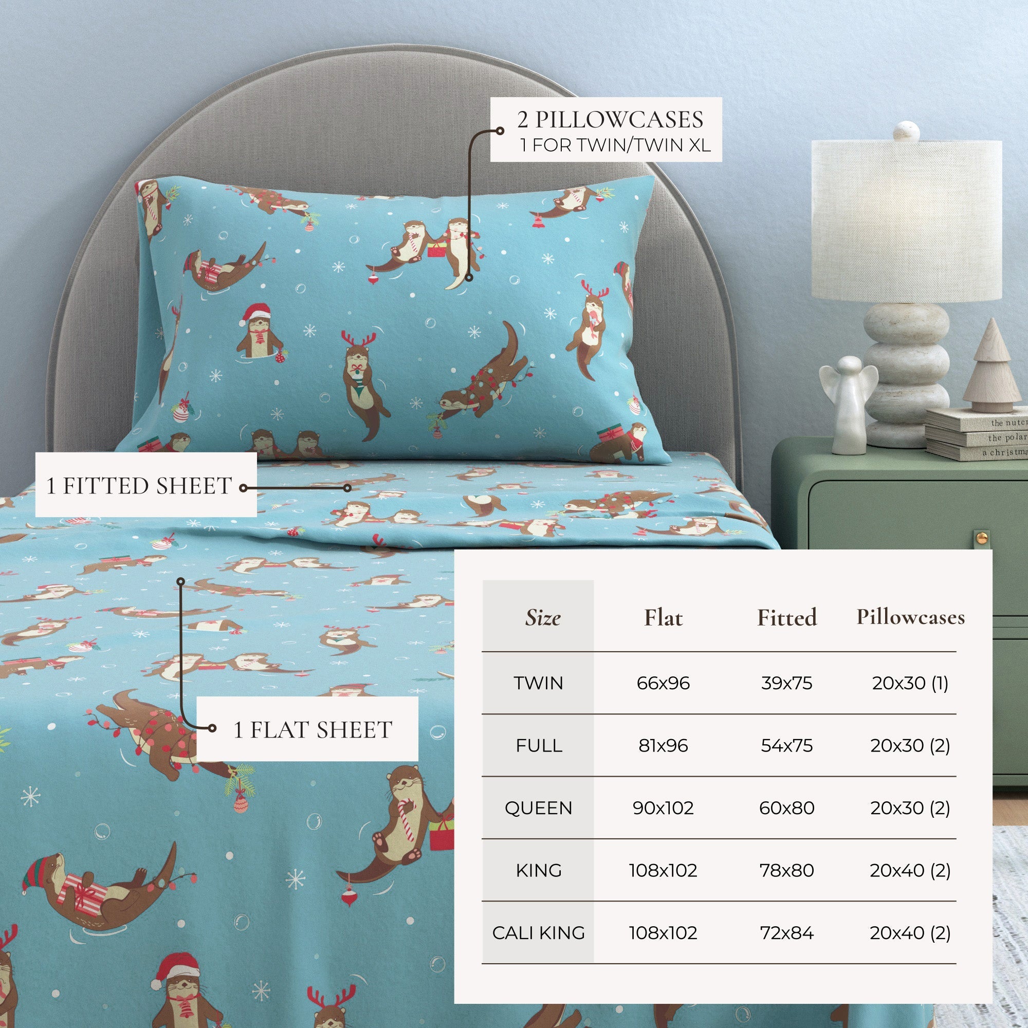 4-Piece Turkish Cotton Christmas Flannel Sheet - Whittaker Collection