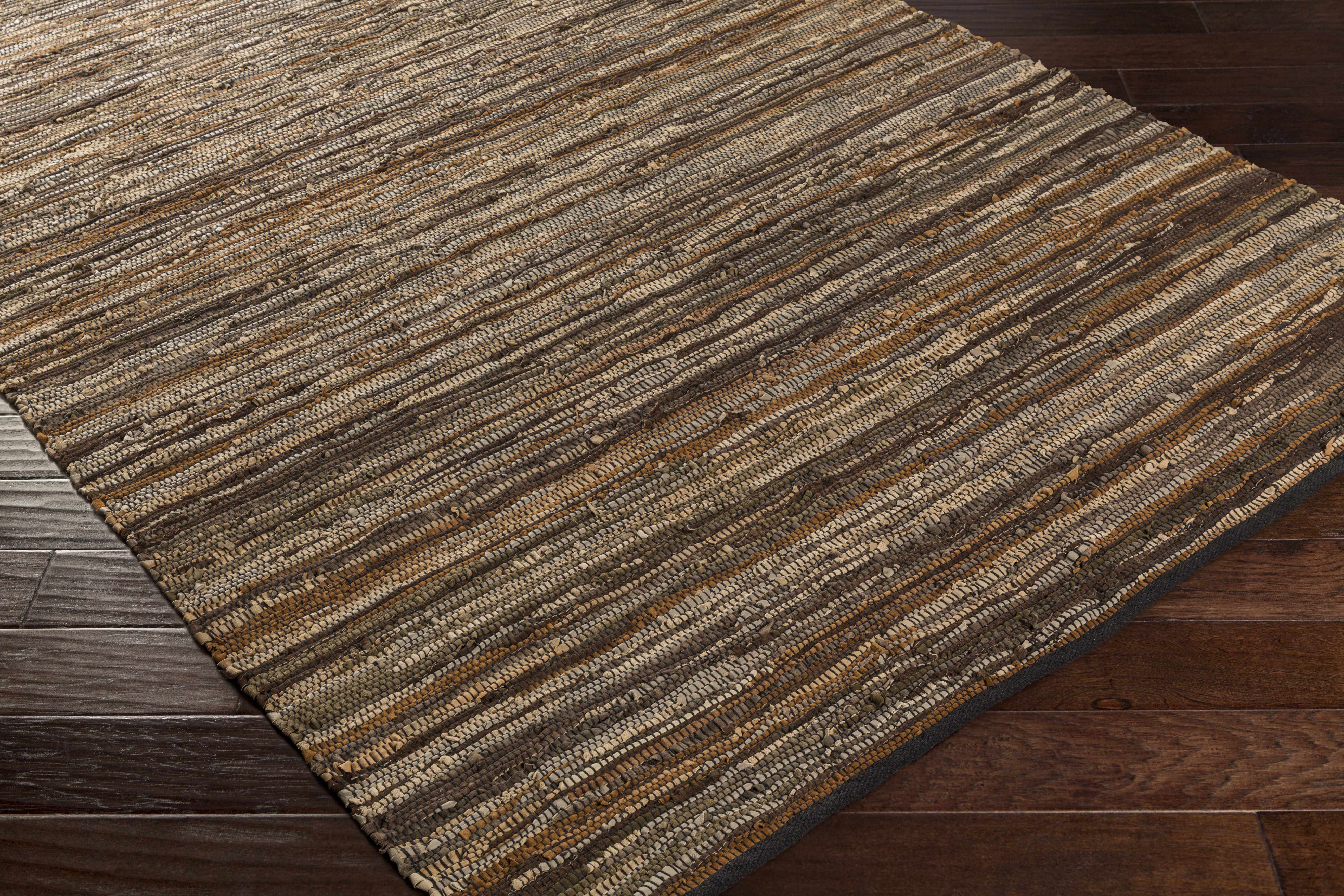 Hand Woven Leather Rag Rug