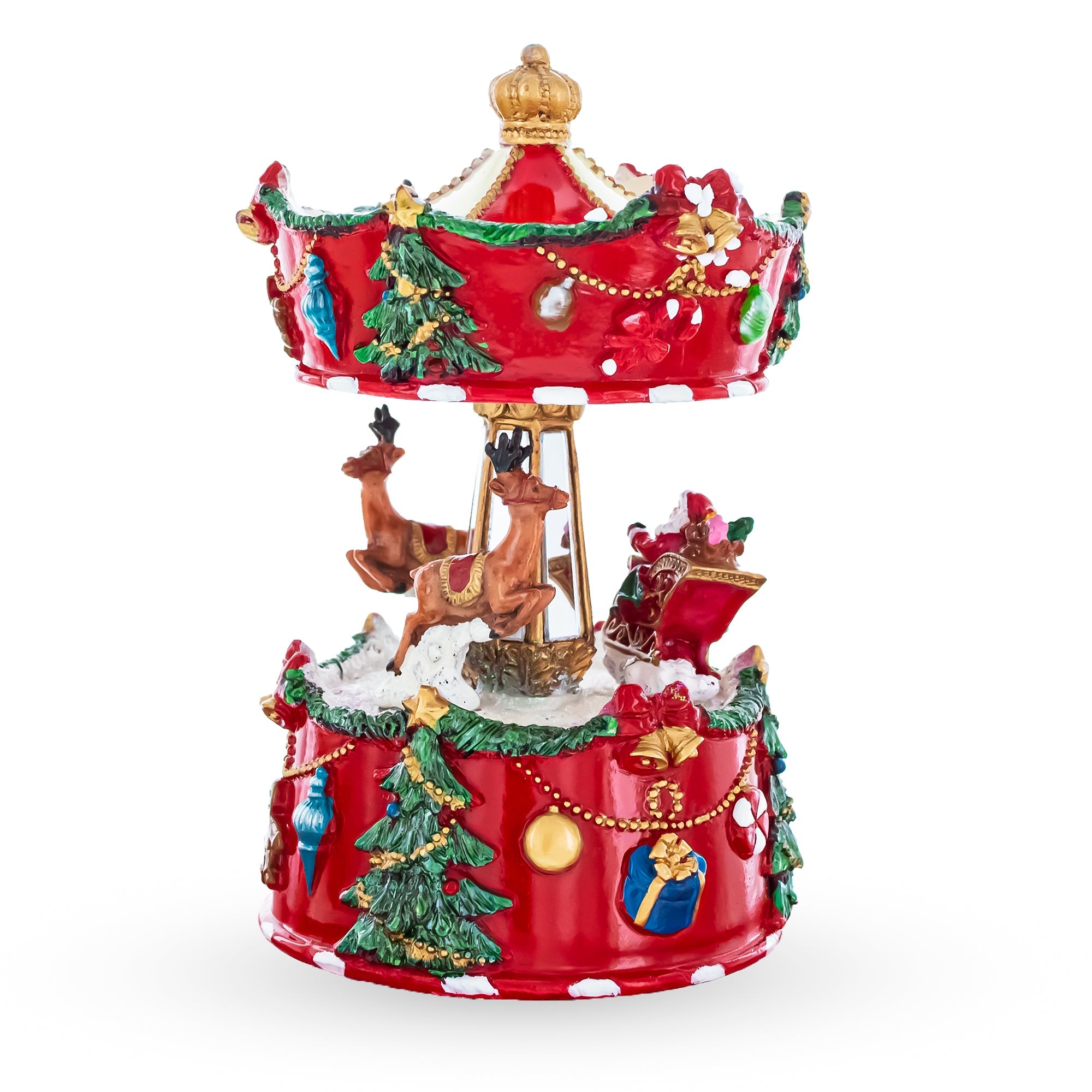 Santa's Merry Carousel Ride Spinning Musical Figurine