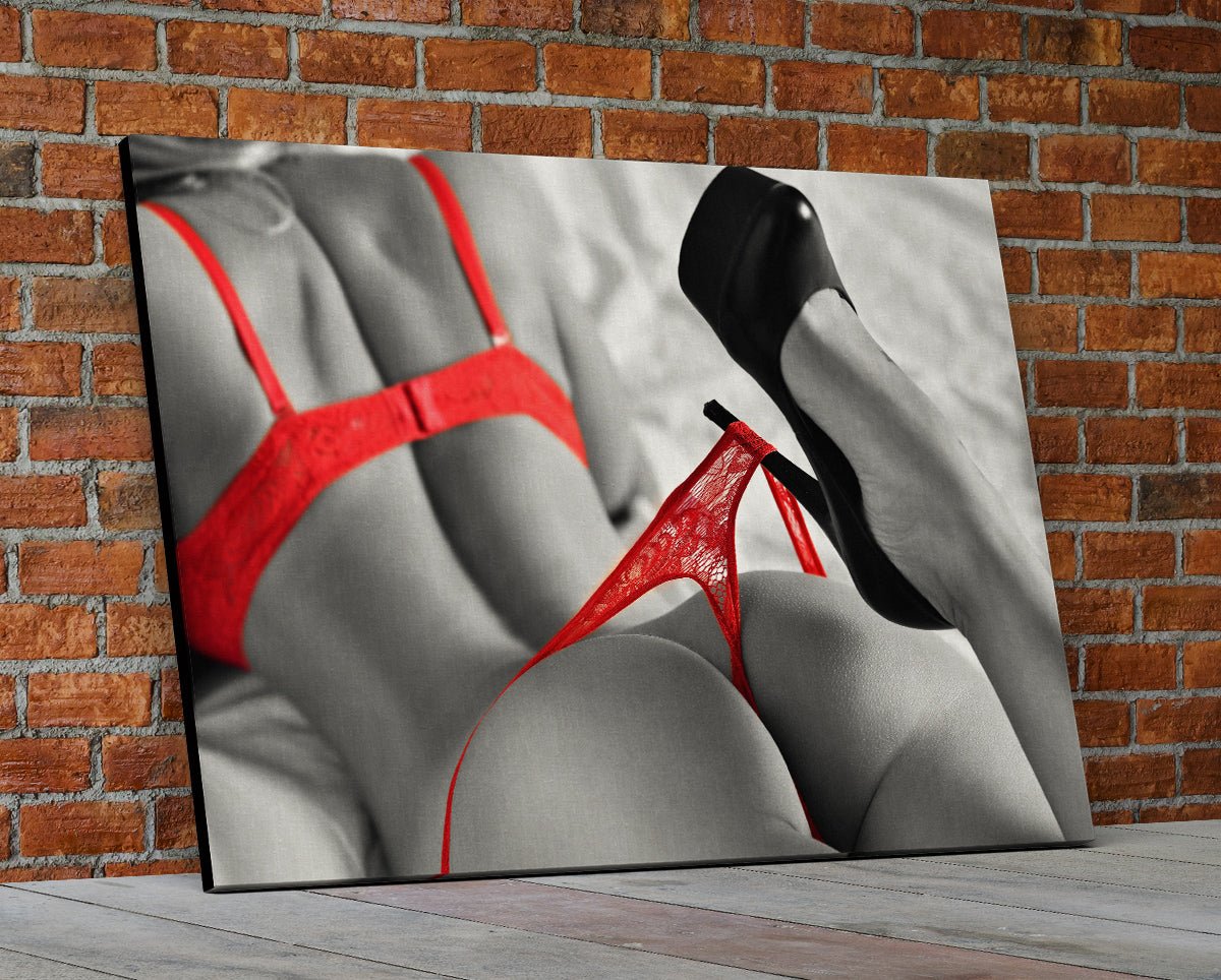 Red Panties and Heels Erotic Canvas Wall Art
