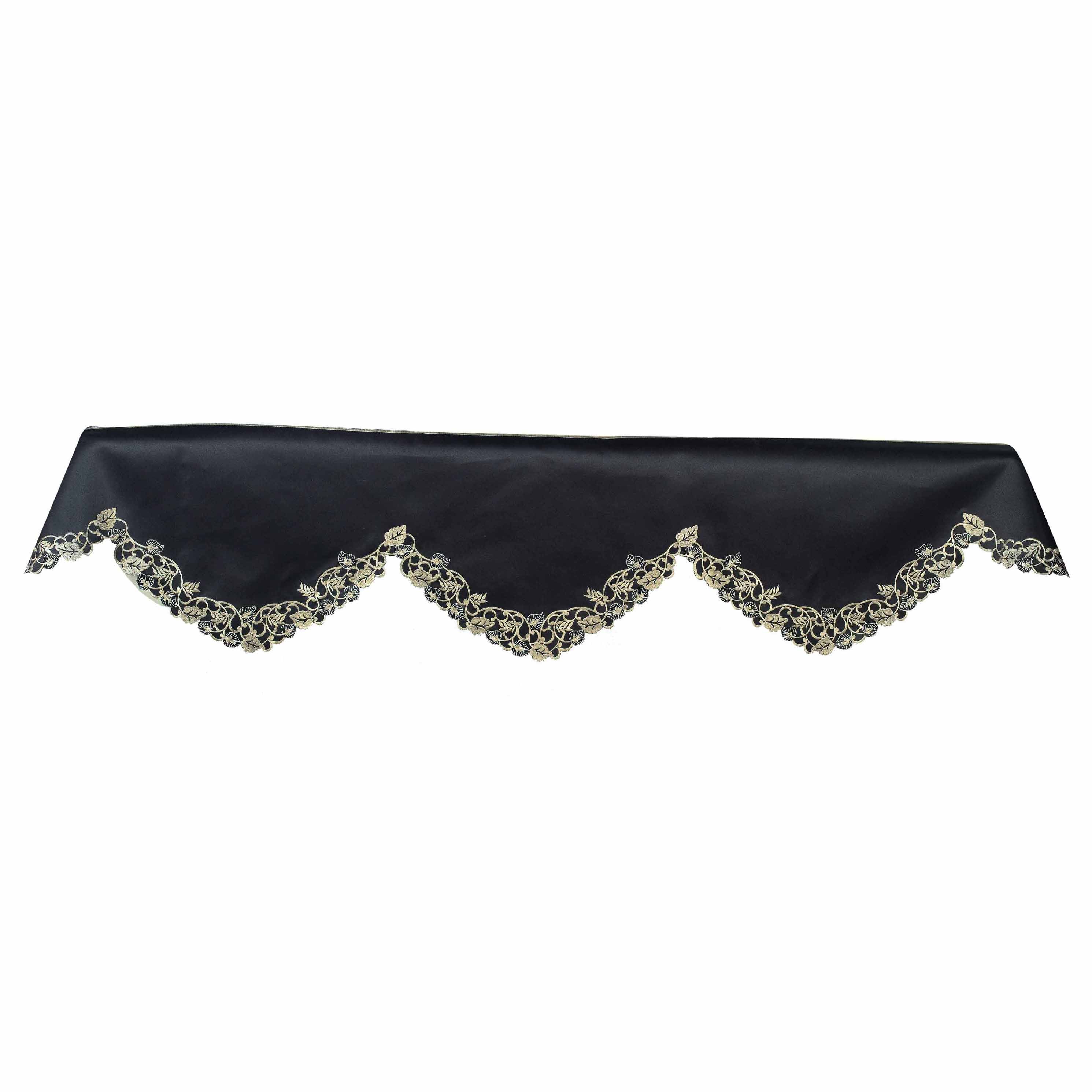 Midnight Gold – Black Gold Mantel Scarf, Tarantino Collection Decorative Home Accent 18*90 Inch