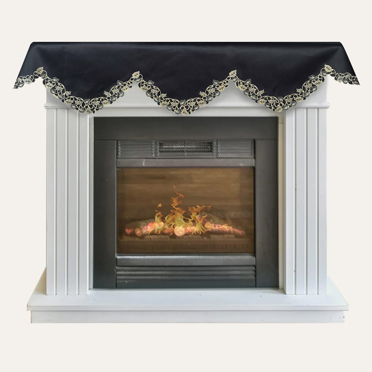 Midnight Gold – Black Gold Mantel Scarf, Tarantino Collection Decorative Home Accent 18*90 Inch