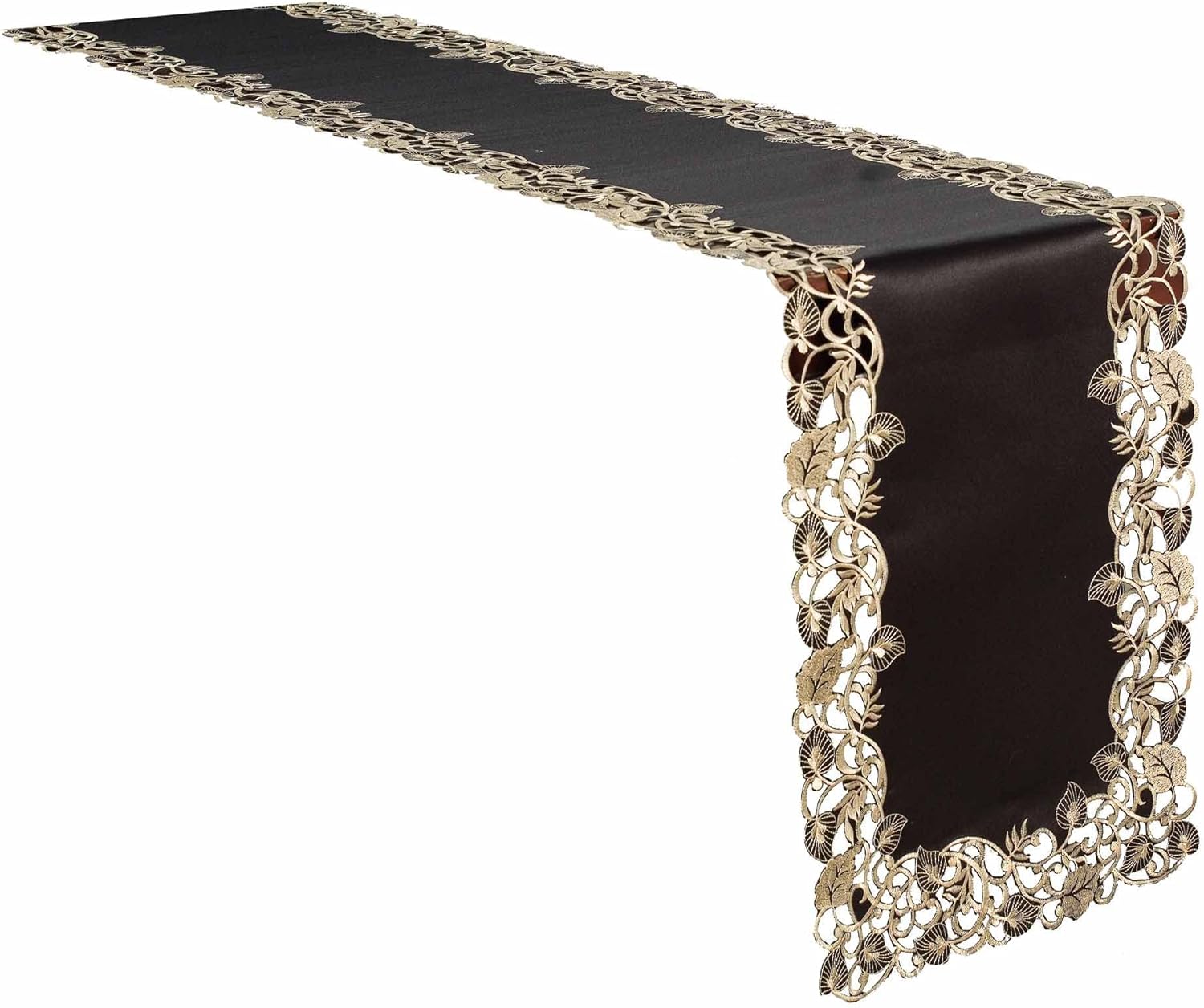 Midnight Gold – Black Gold Table Runner, Tarantino Collection Decorative Table Linen 14*108 inch