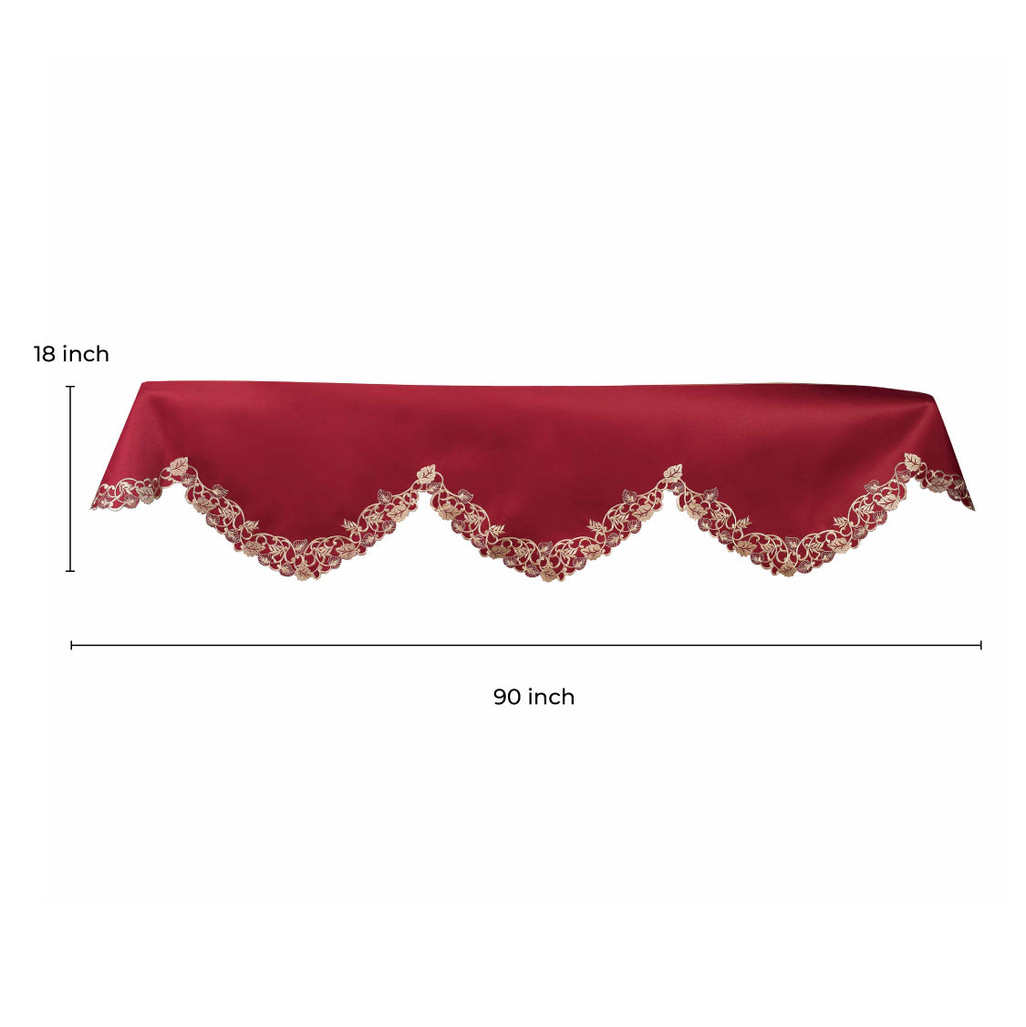 Royal Garnet – Burgundy Gold Mantel Scarf, Tarantino Collection Elegant Home Accent 18*90 Inch