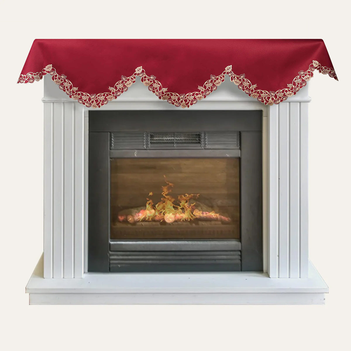 Royal Garnet – Burgundy Gold Mantel Scarf, Tarantino Collection Elegant Home Accent 18*90 Inch