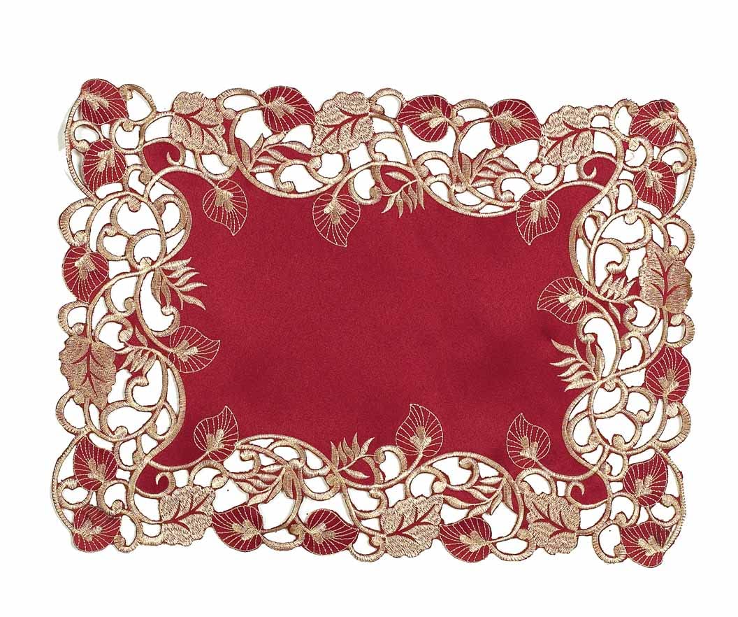 Royal Garnet – Burgundy Gold Table Placemats, Tarantino Collection Elegant Dining Décor 12*18 inch