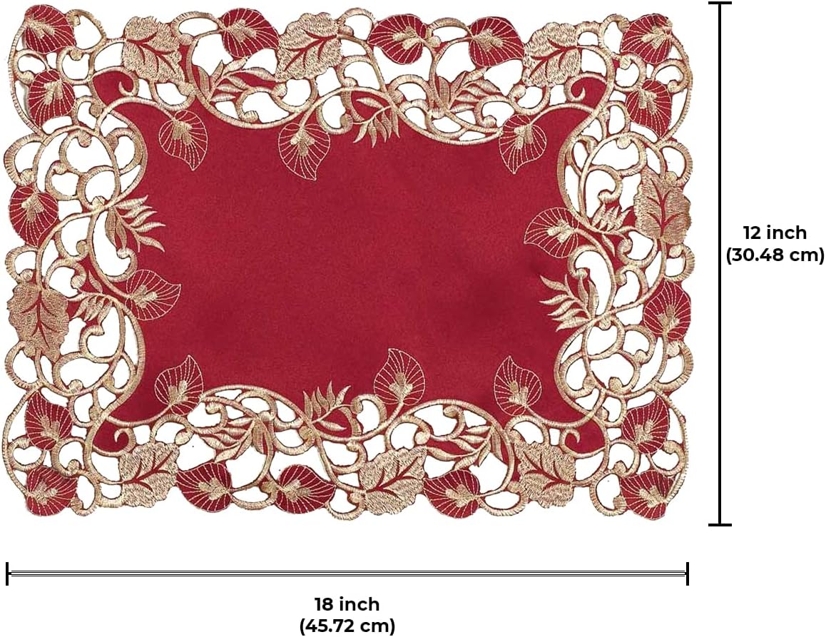 Royal Garnet – Burgundy Gold Table Placemats, Tarantino Collection Elegant Dining Décor 12*18 inch
