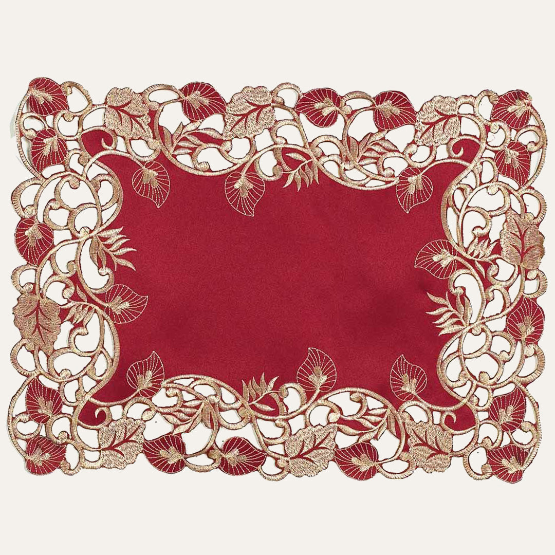 Royal Garnet – Burgundy Gold Table Placemats, Tarantino Collection Elegant Dining Décor 12*18 inch