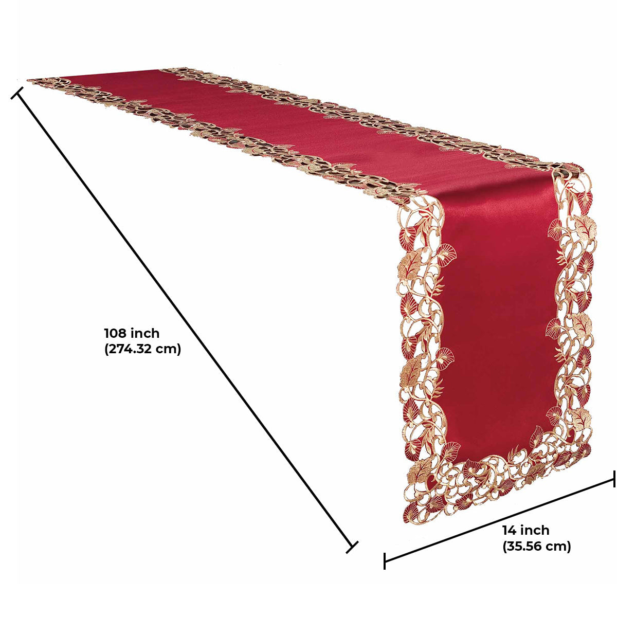 Royal Garnet – Burgundy Gold Table Runner, Tarantino Collection Elegant Home Décor 14*108 inch