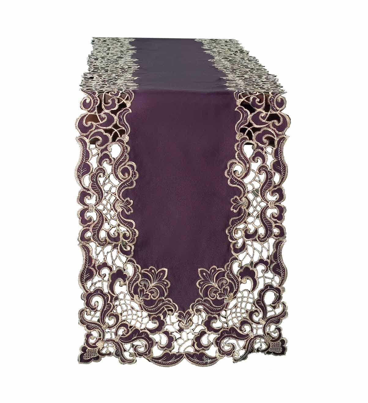 Amethyst Haze – Plum Gold Table Runner, Granada Collection Artistic Table Décor 14*108 inch