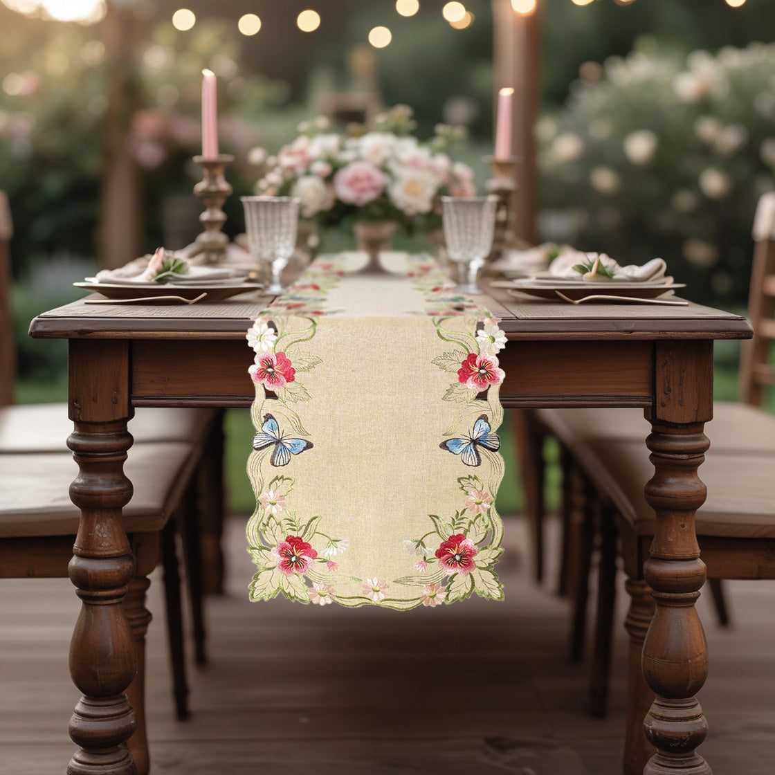 Sandy Dune – Beige Table Runner, Maliana Collection Elegant Dining Table Décor 14*108 inch