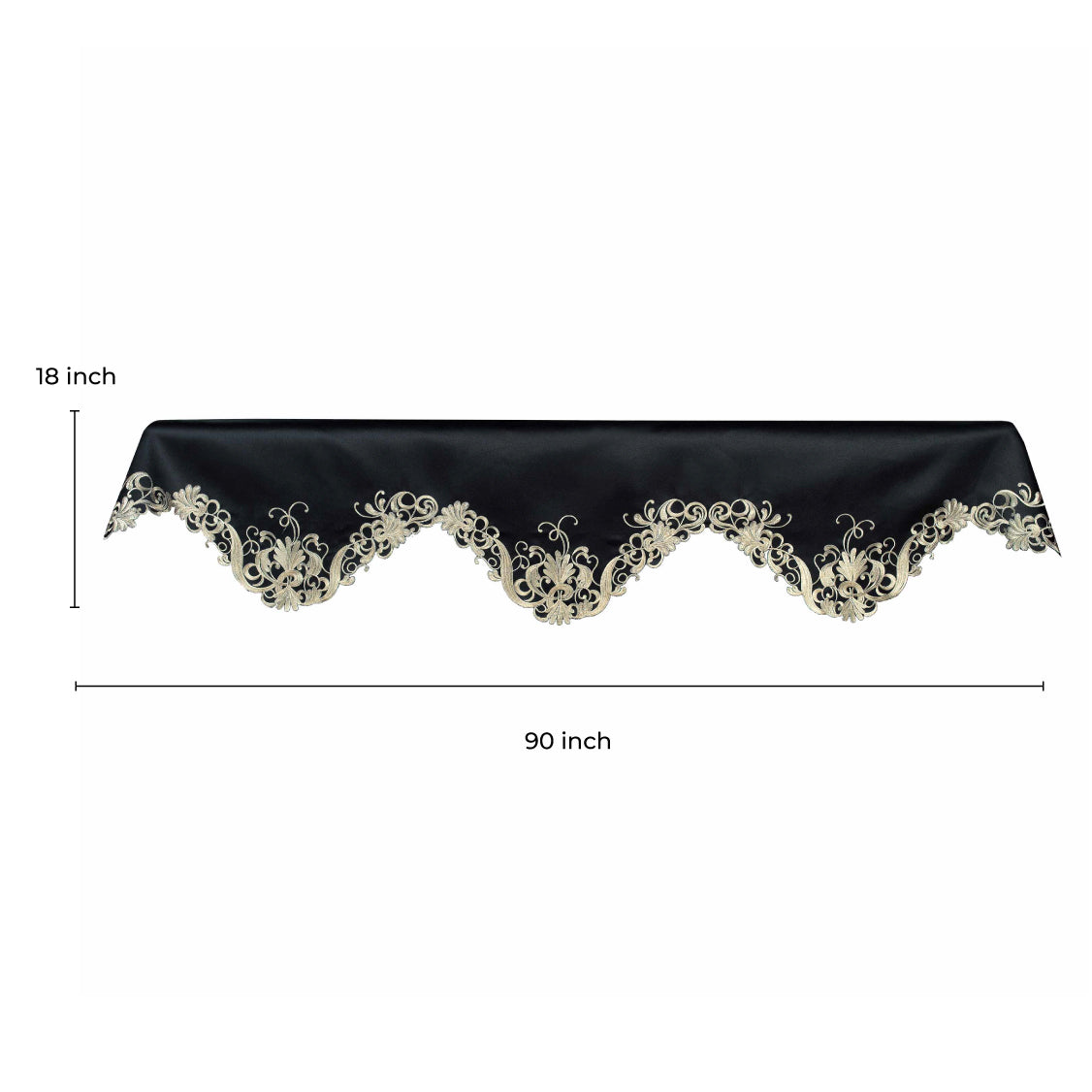 Golden Night – Black Gold Mantel Scarf, Chantelle Collection Elegant Decorative Home Décor 18*90 Inch