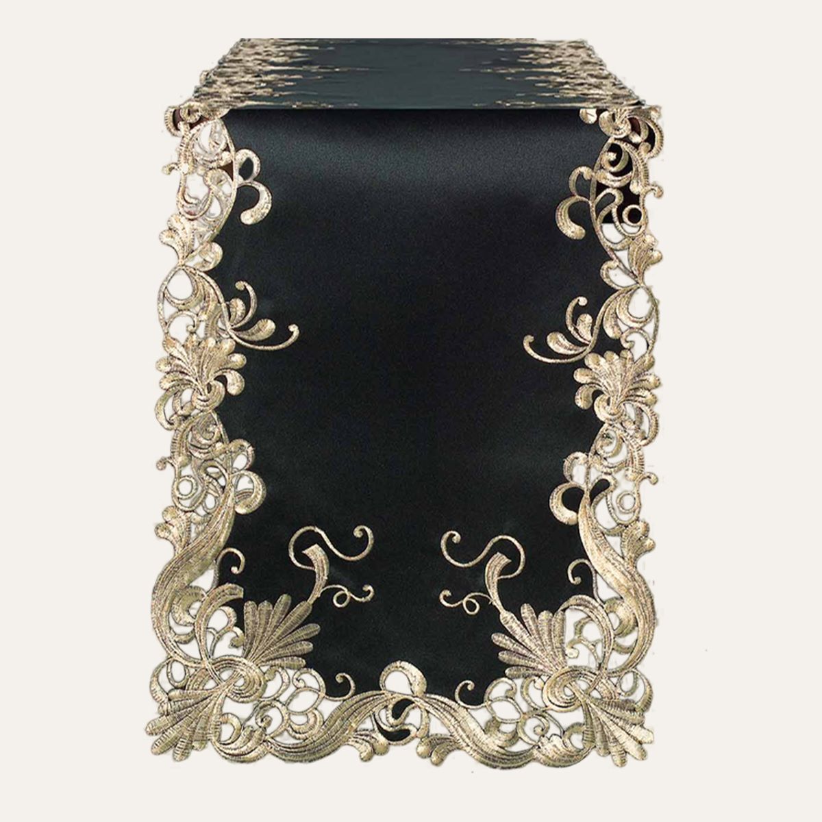 Golden Night – Black Gold Table Runner, Chantelle Collection Decorative Home Accent 14*108 inch