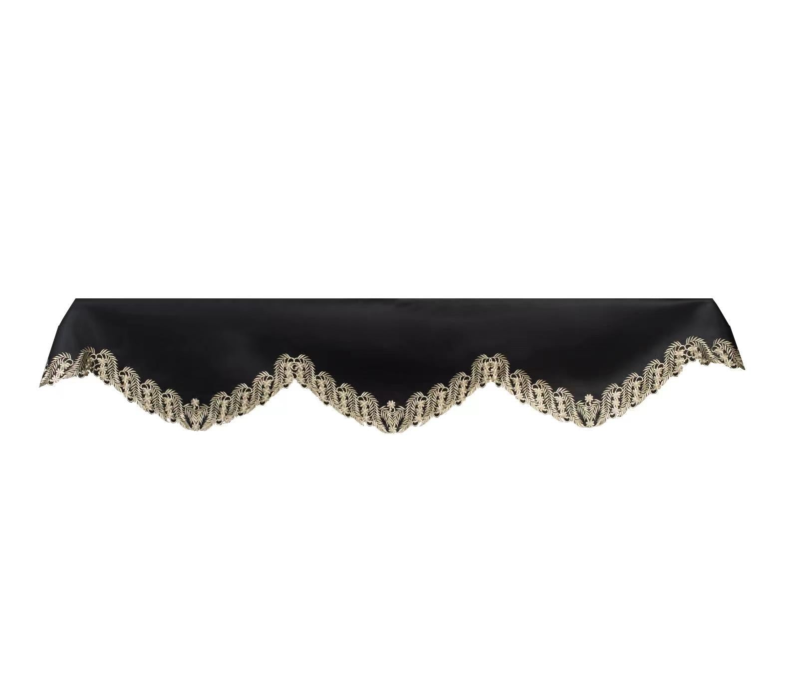 Ebony Bloom – Black Gold Mantel Scarf, Anyce Collection Modern Decorative Home Décor 18*90 Inch