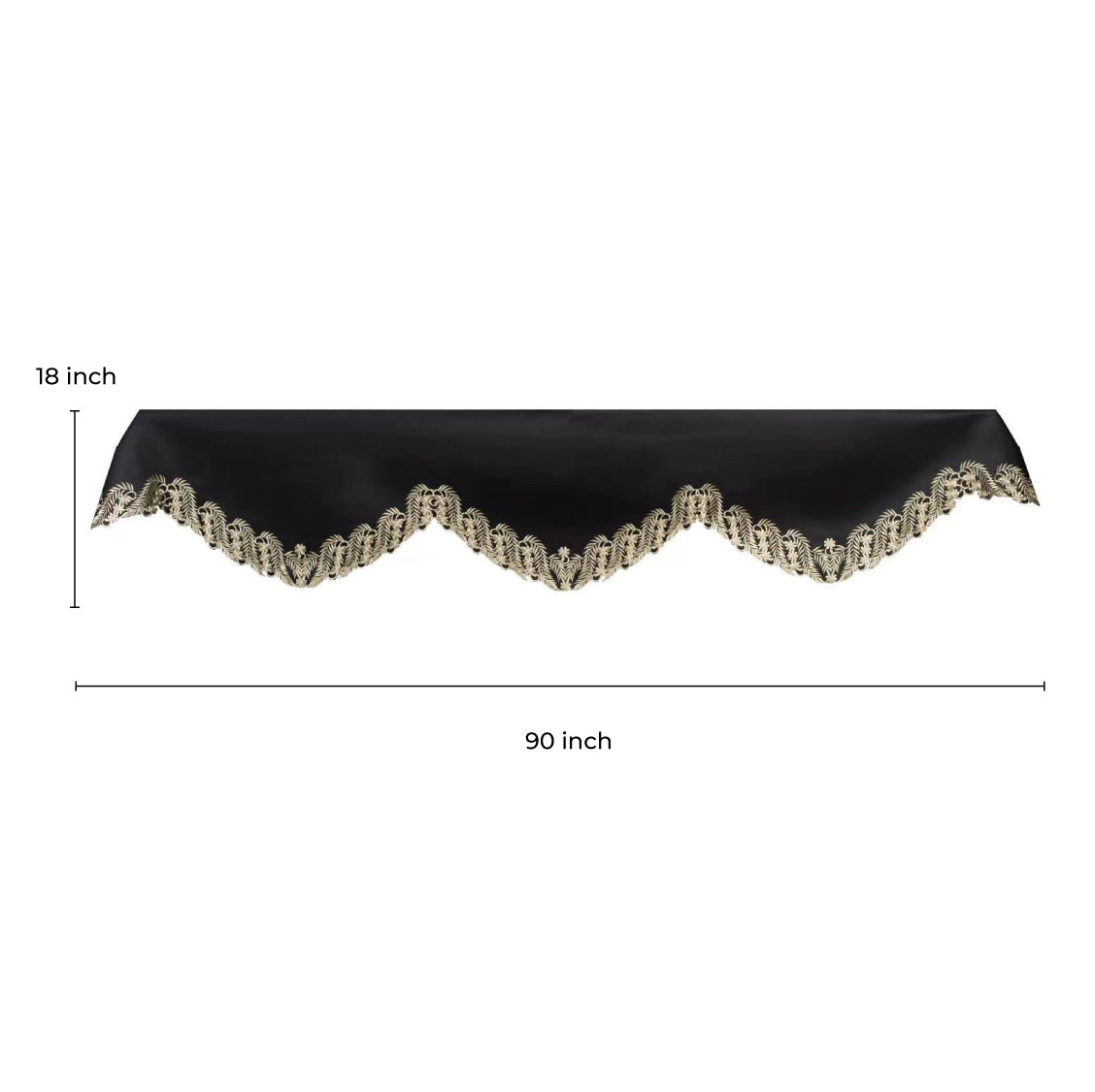 Ebony Bloom – Black Gold Mantel Scarf, Anyce Collection Modern Decorative Home Décor 18*90 Inch