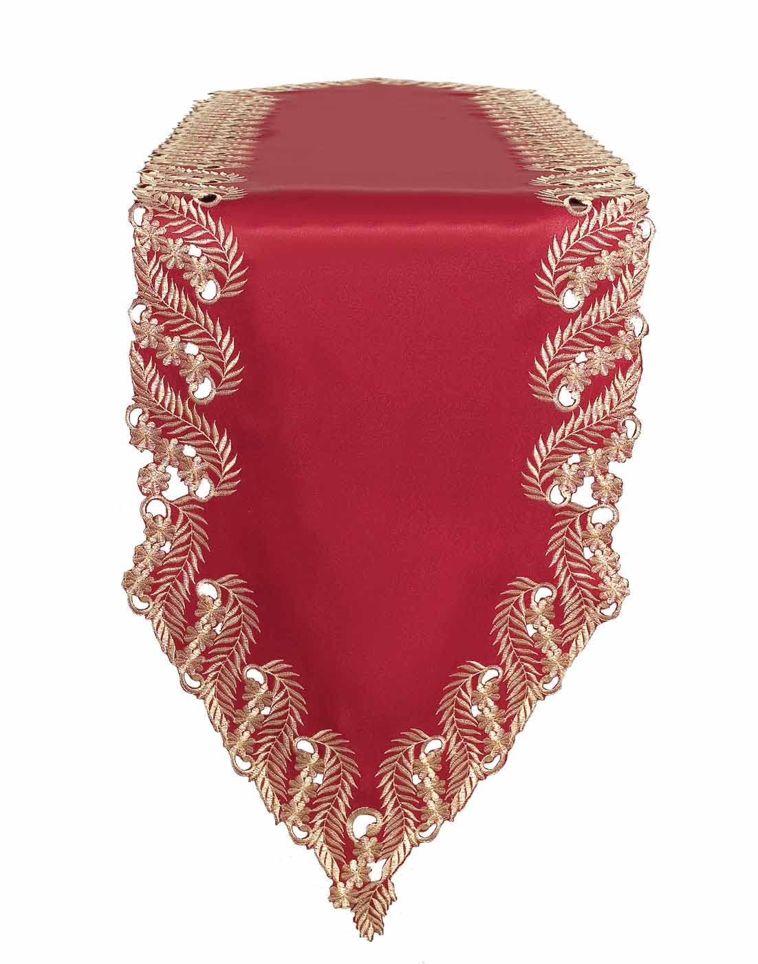 Wine Grace – Burgundy Gold Table Runner, Anyce Collection Modern Dining Accent 14*108 inch