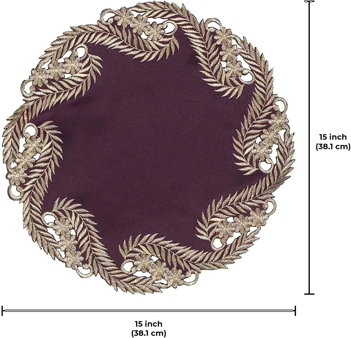 Violet Dream – Plum Gold Table Doilies, Anyce Collection Artistic Home Table Décor 15 inch